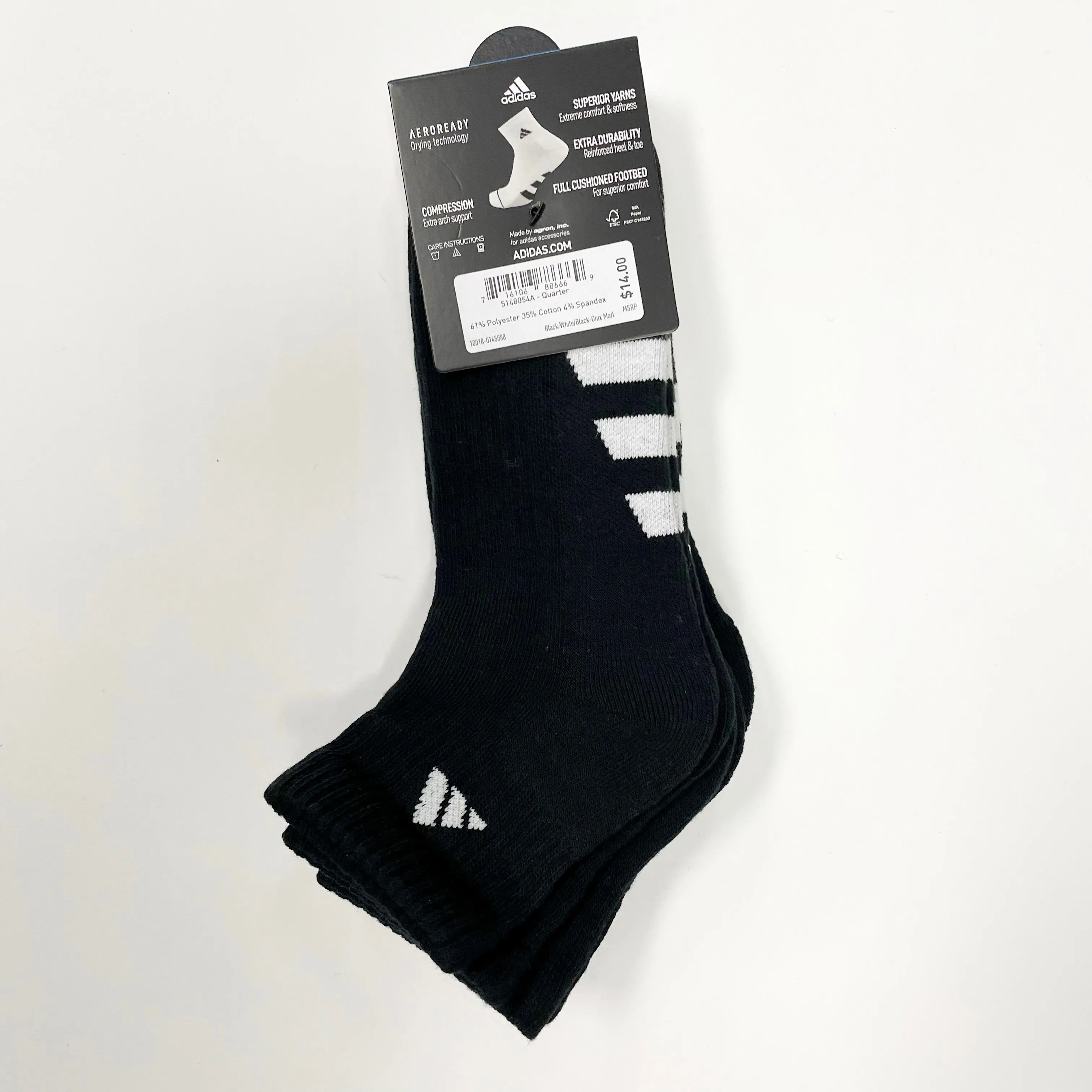 Adidas Men's Cushion quarter-cut 3 pairs socks