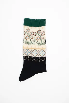 AM-770 Floral Mosaic Socks Black