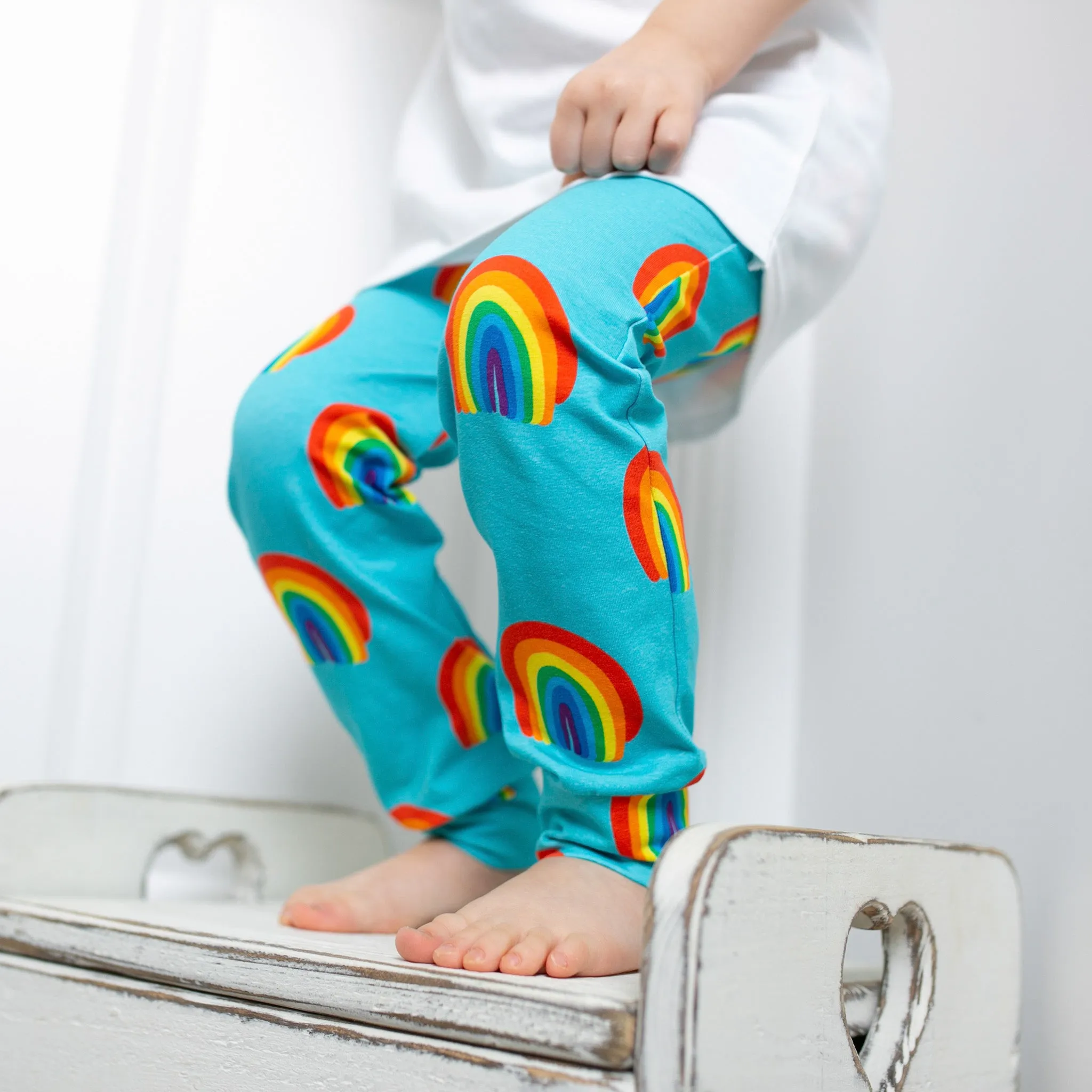 Aqua Rainbow Print Baby Leggings 0-6 Years