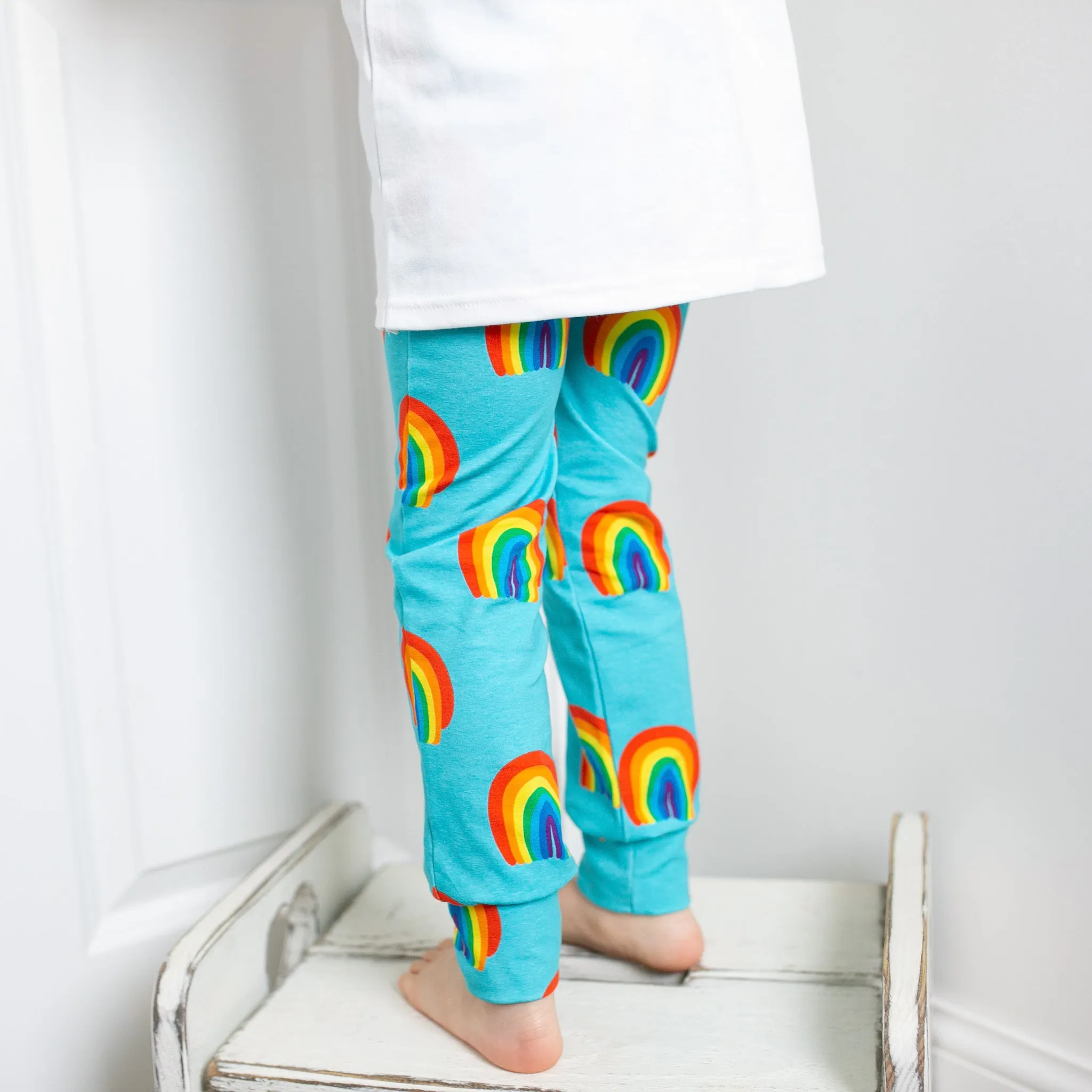 Aqua Rainbow Print Baby Leggings 0-6 Years