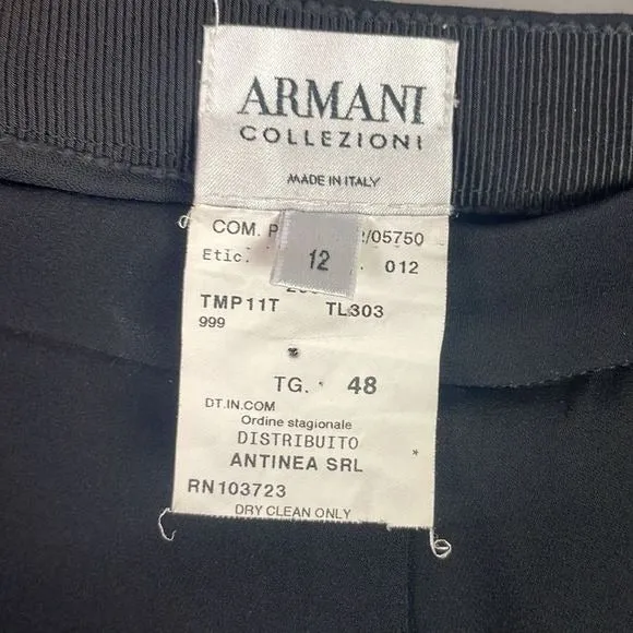 Armani Collezioni Black Wide Leg Trousers Slacks