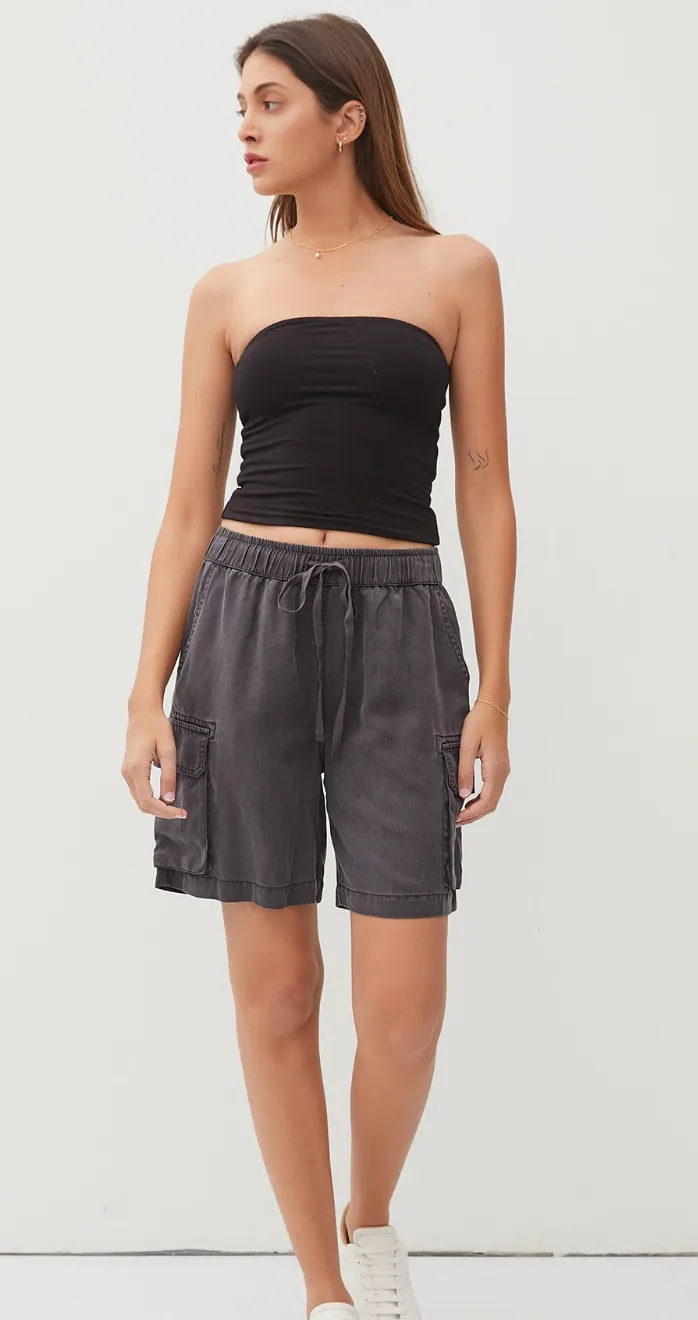 Be Cool Tencel Drawstring Cargo Bermuda Shorts