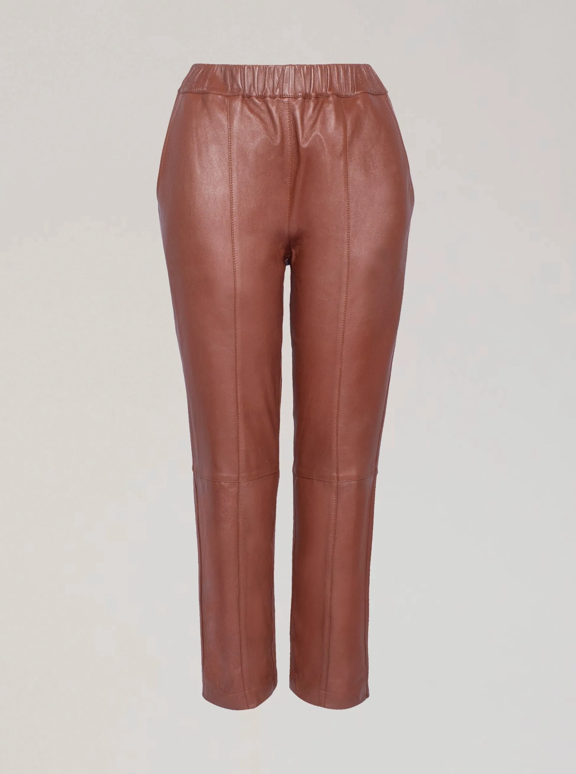 BIANCA LEATHER JOGGER - WHISKEY