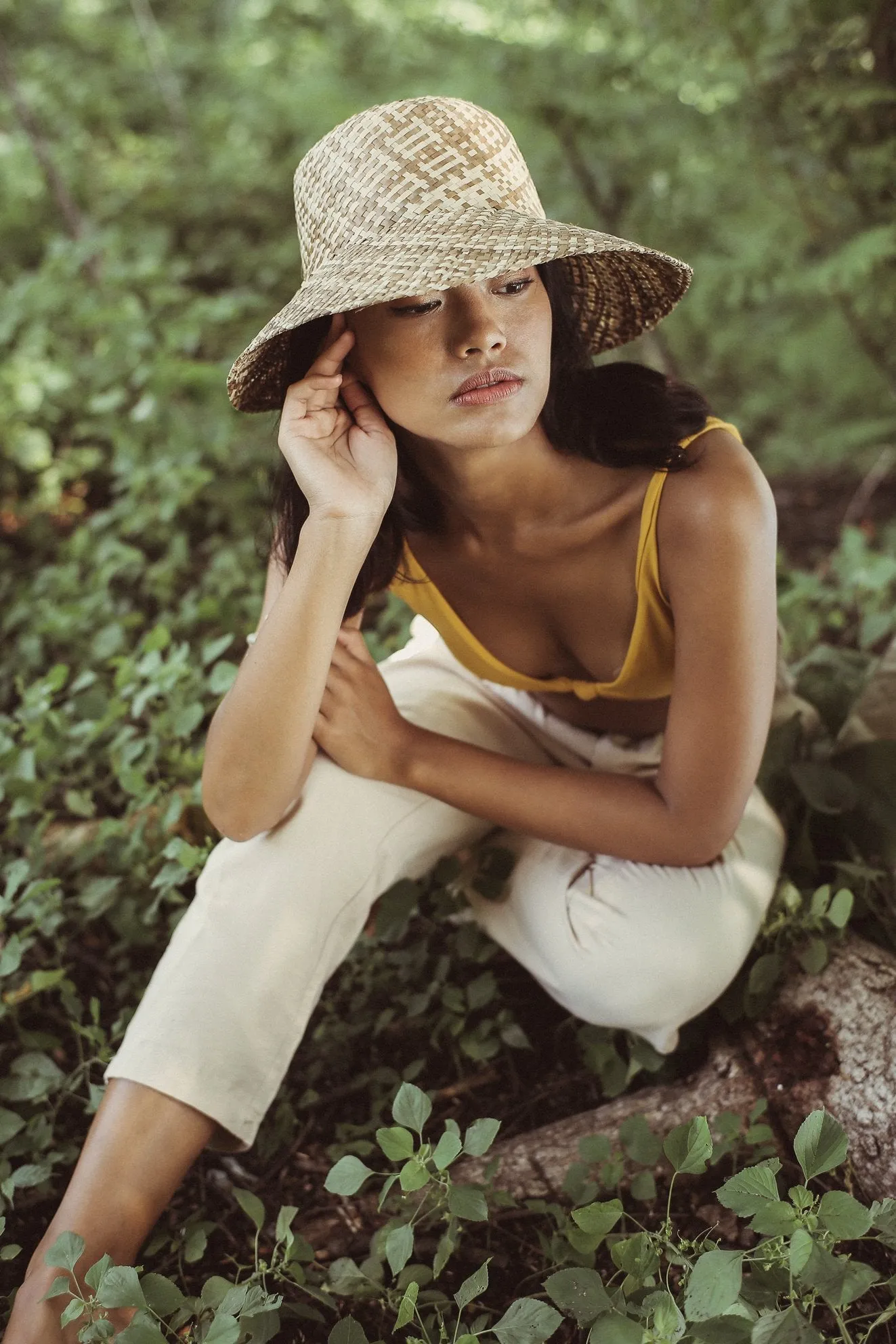 Borneo Fisherman Bucket Straw Hat, in Beige