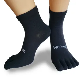 Bprimal YOUTH Everyday Five-Toe Socks - 1/4 Crew - Regular Weight - Black