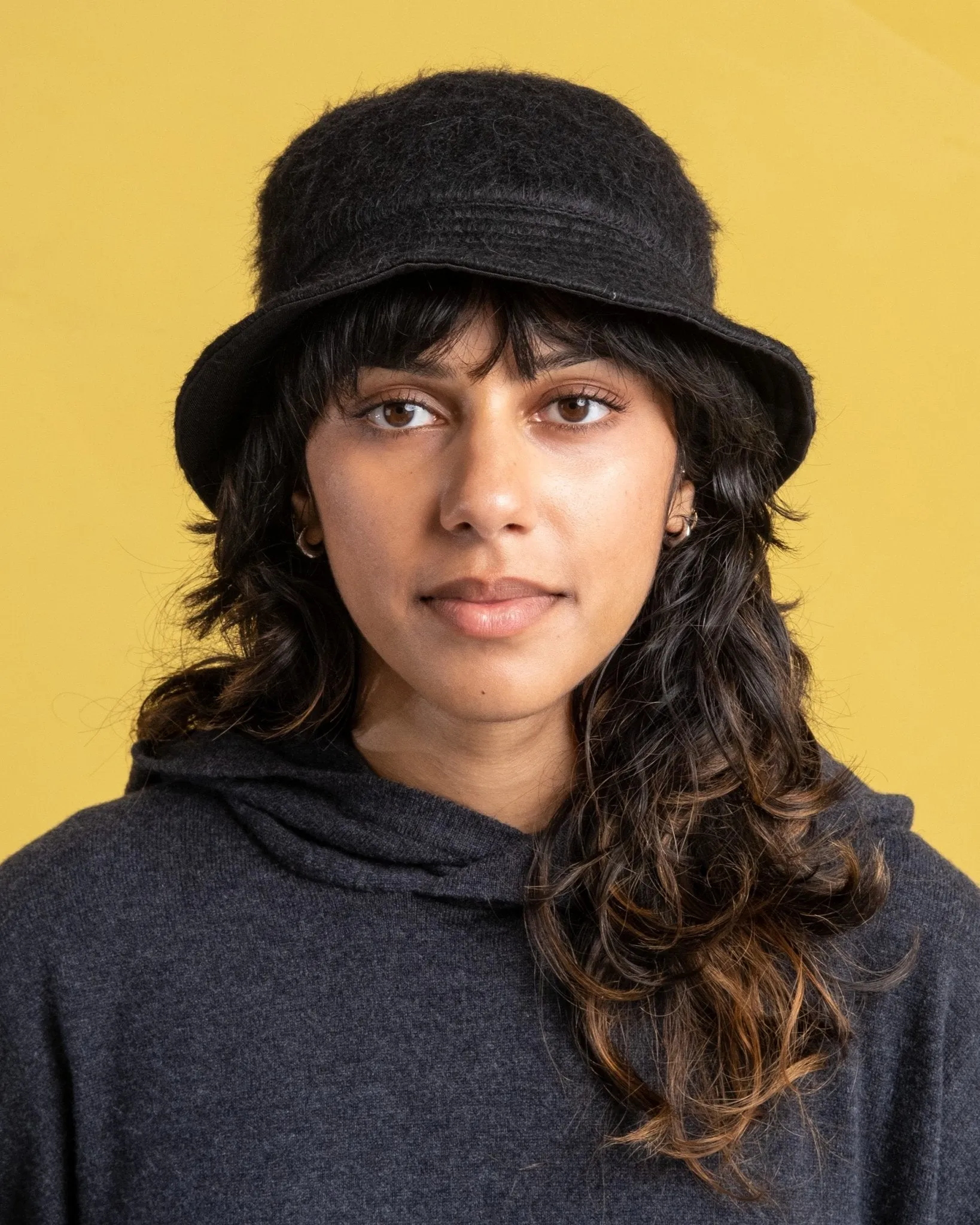 Bucket Hat Black Mohair