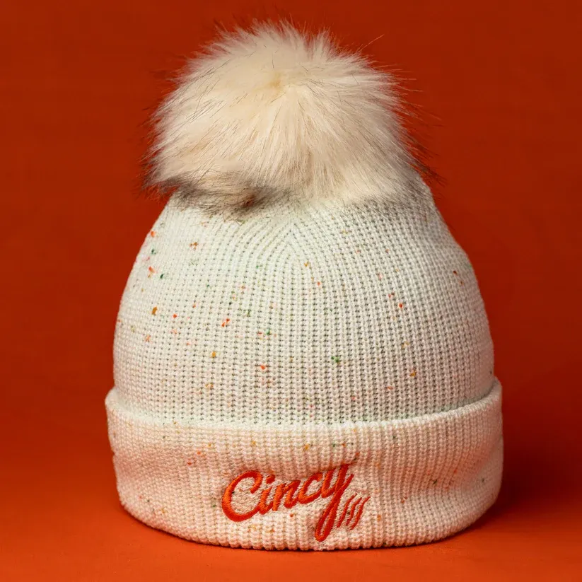 Confetti Beanie with Pom in Cream by The Cincy Hat