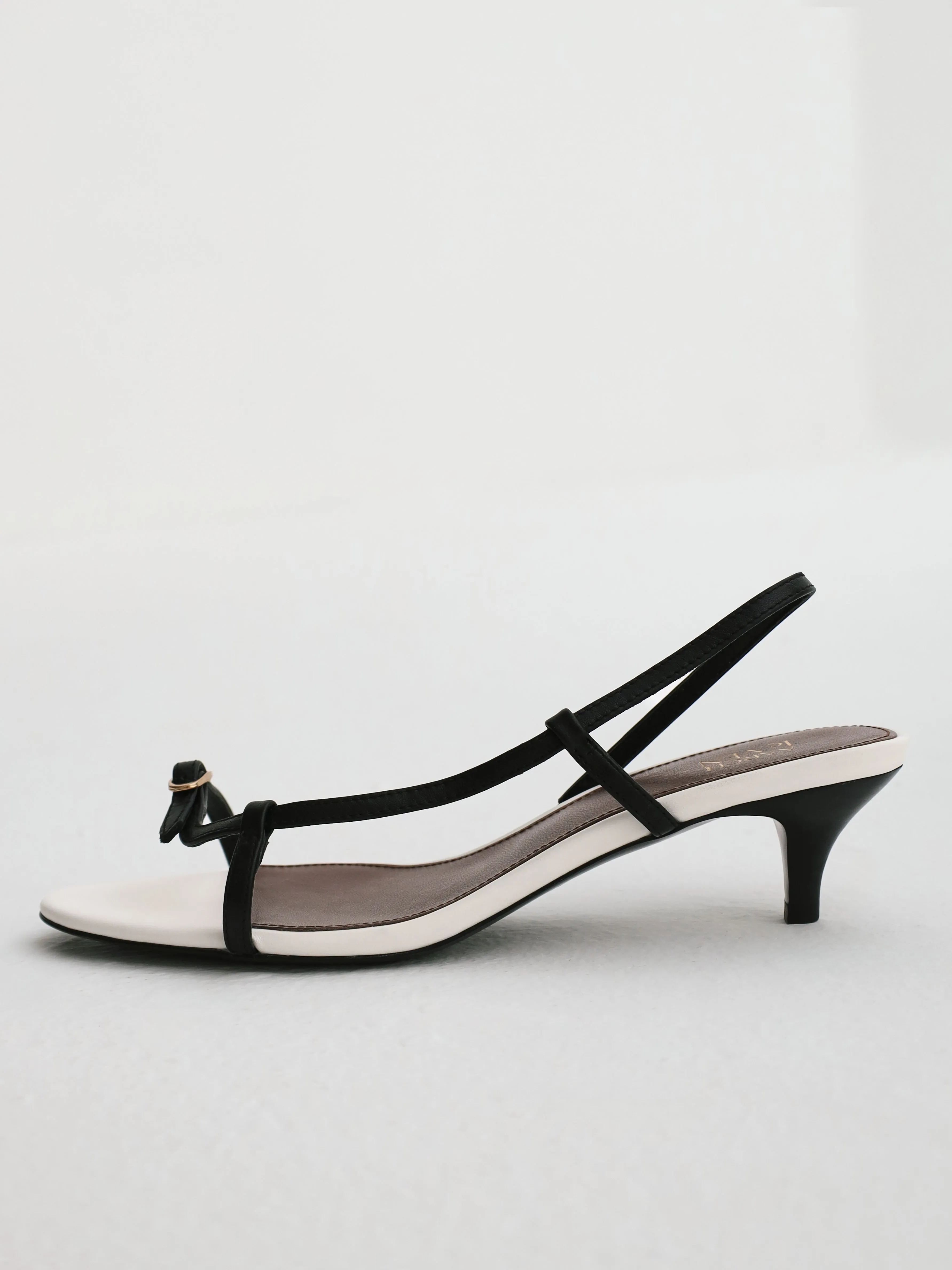 Elena Strappy Contrast Leather Sandal | Black & White