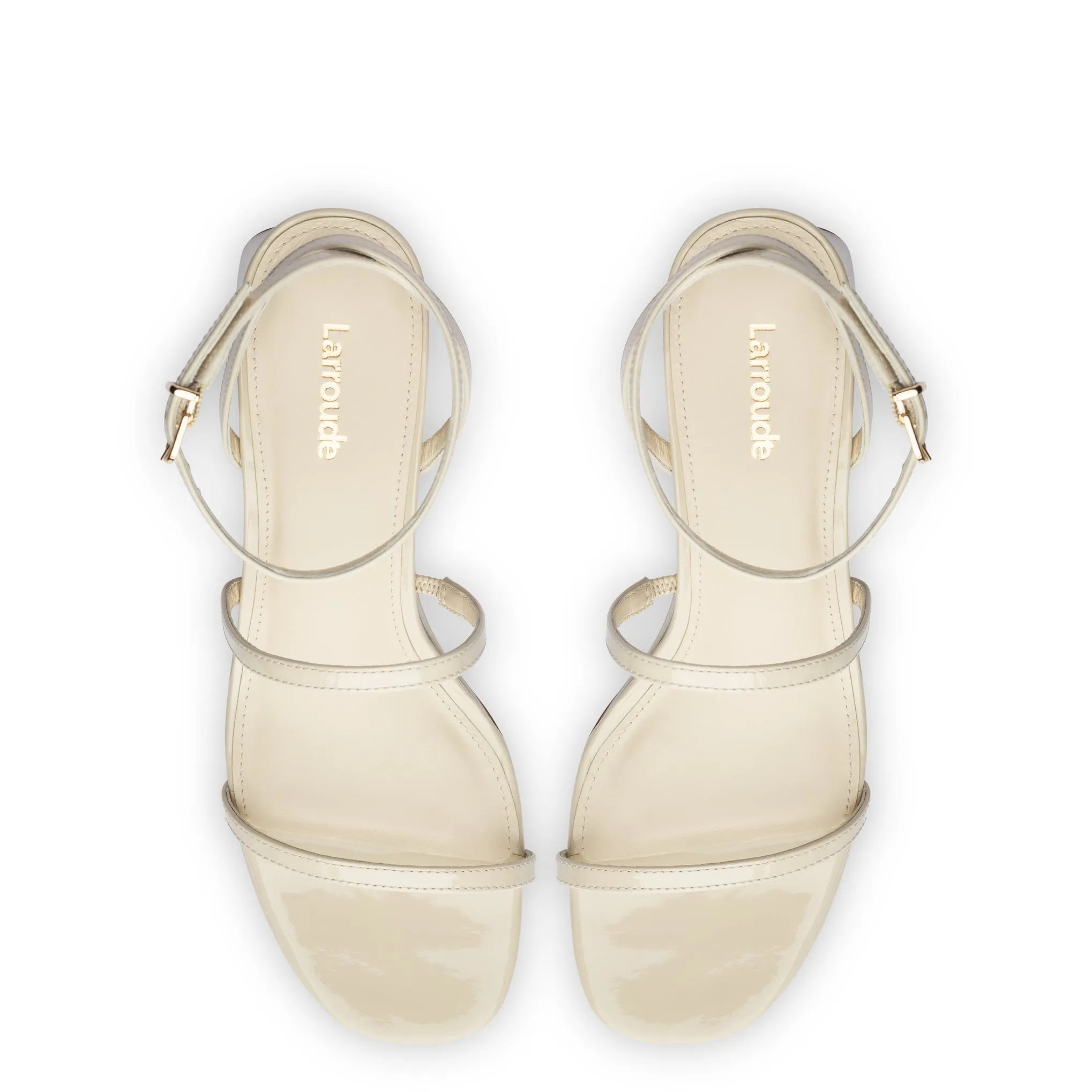 Gio Sandal In Ivory Patent Leather