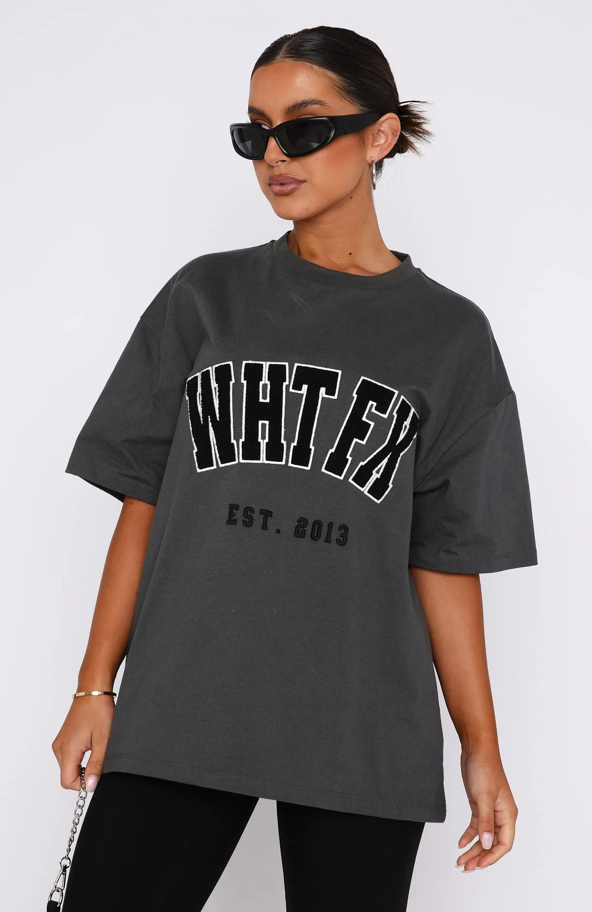 Give It Away Oversized Tee Charcoal