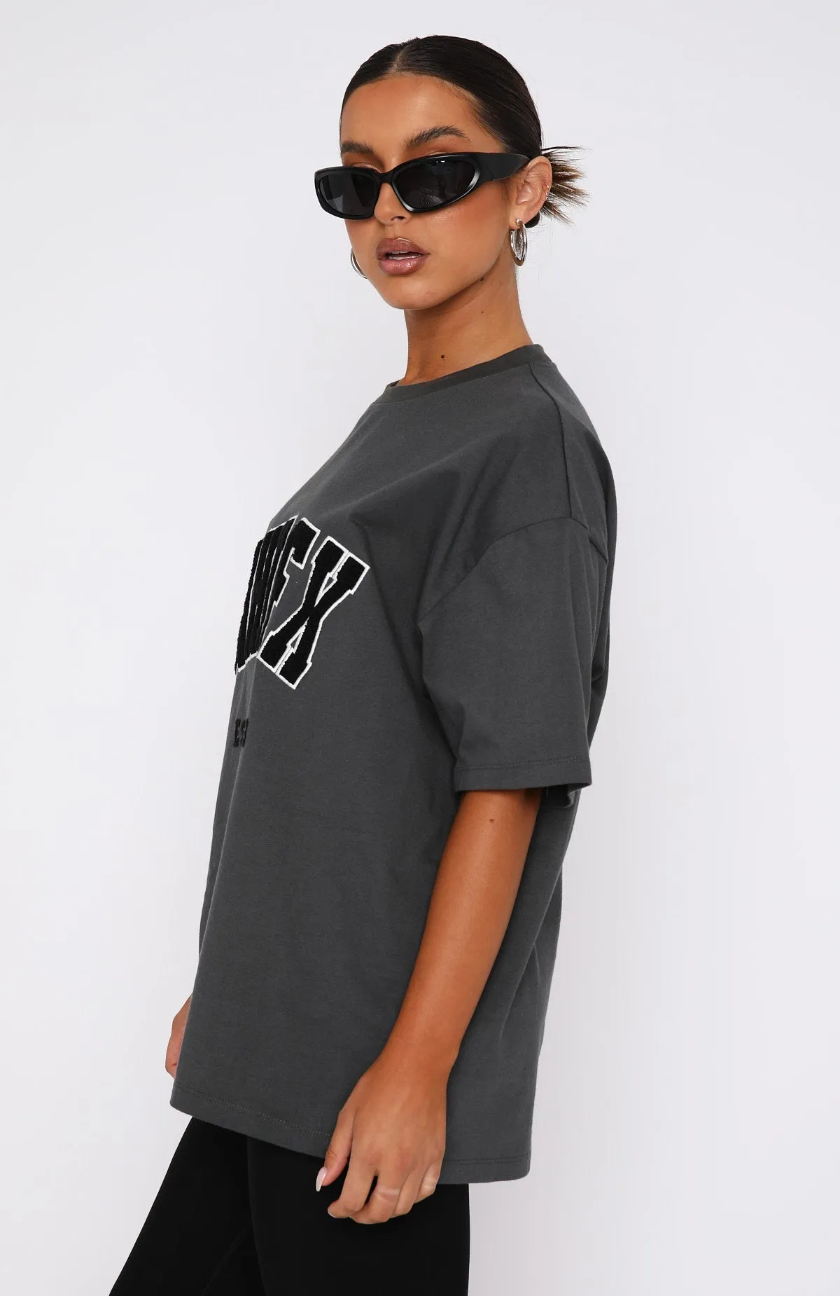 Give It Away Oversized Tee Charcoal