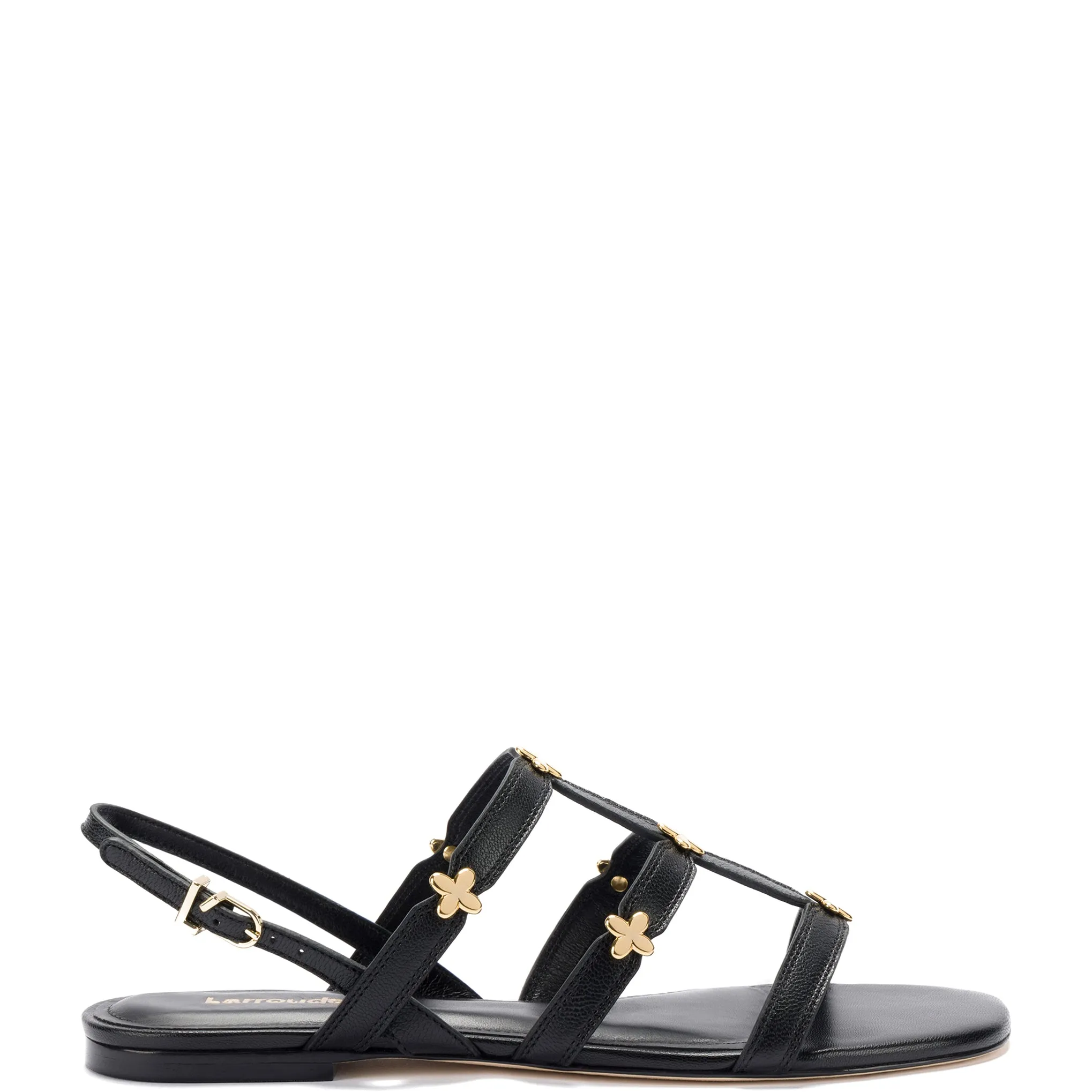 Harmony Flat Sandal In Black Leather