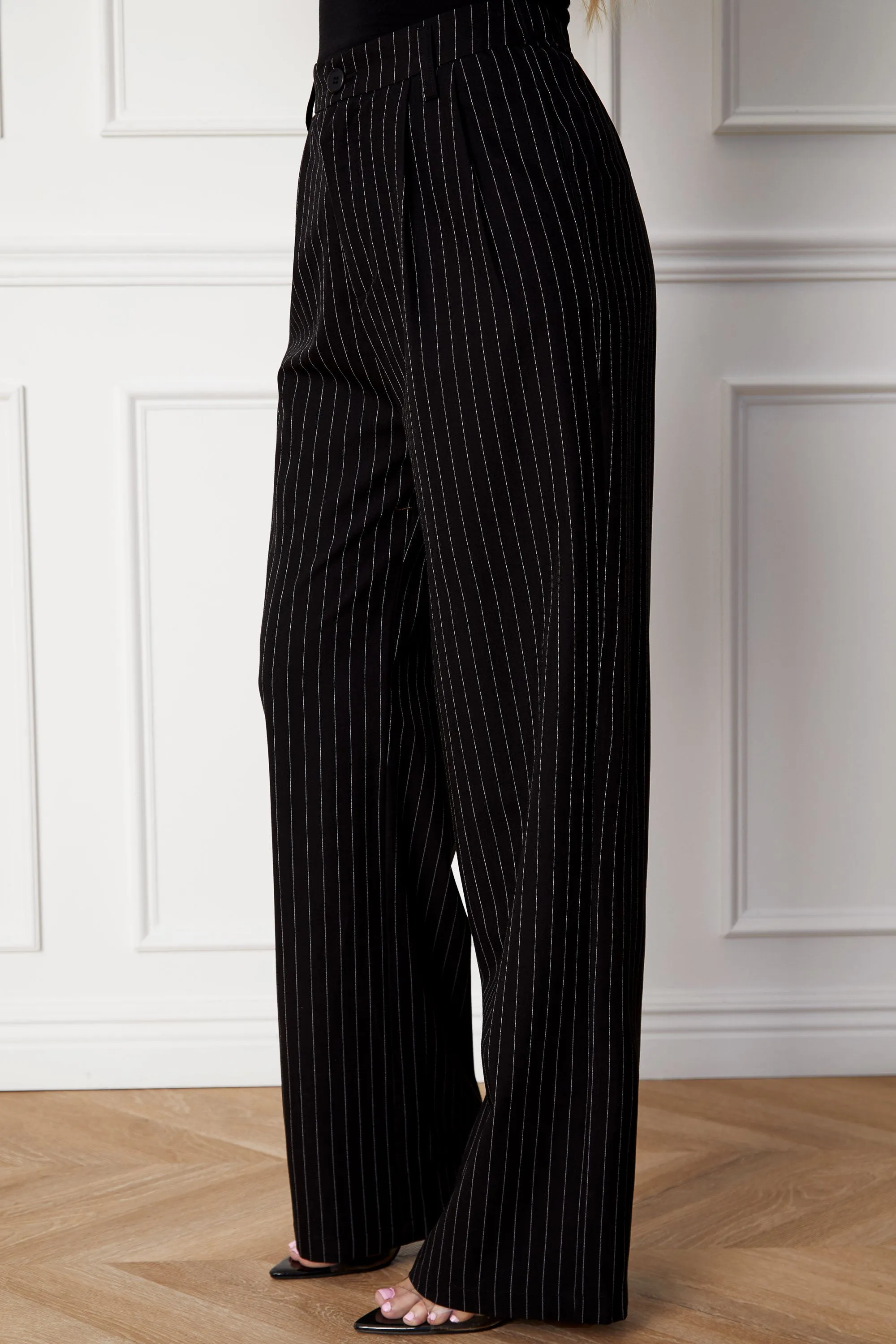 Harper Black Pinstripe Straight Pants