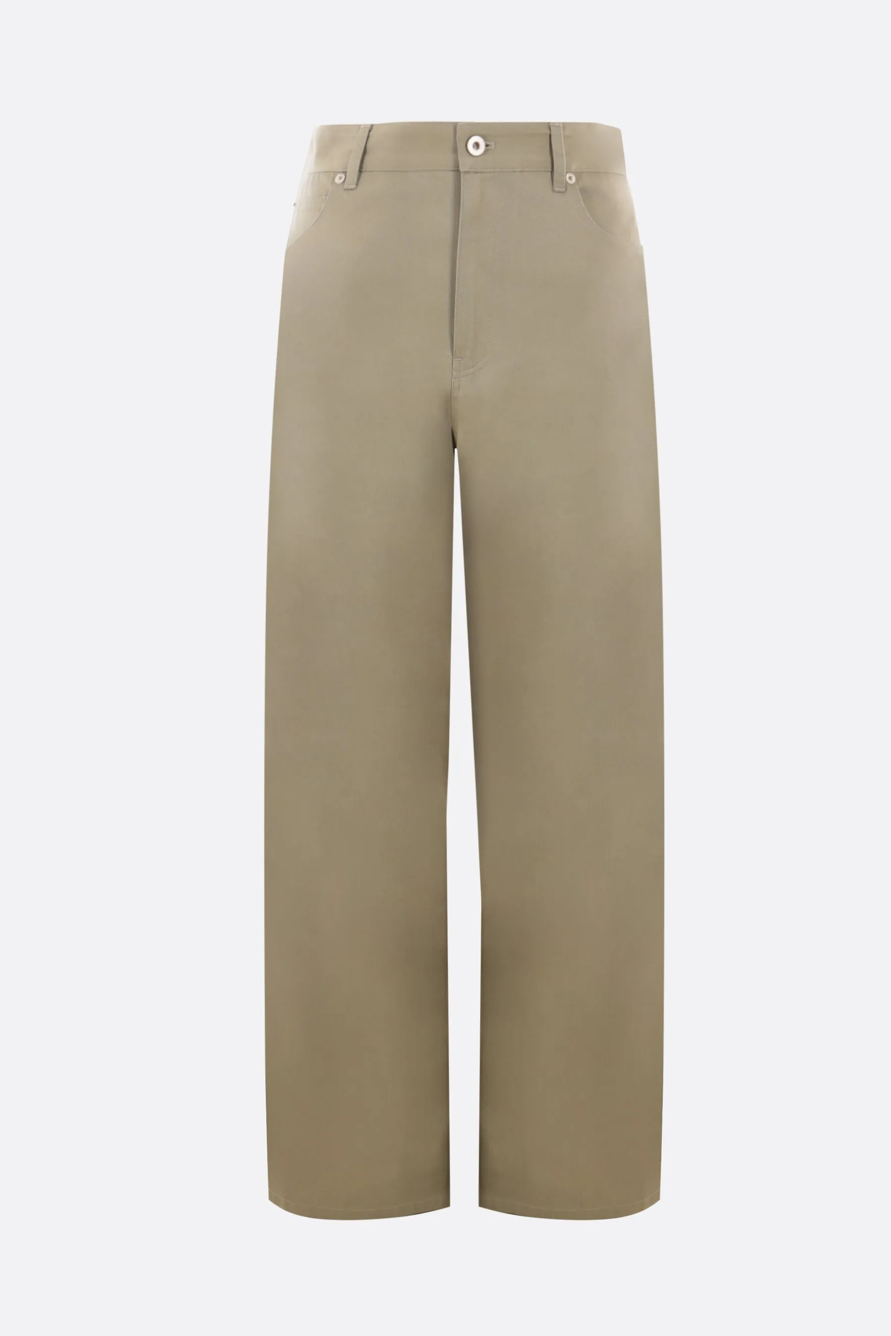 high-waisted straight-leg gabardine pants