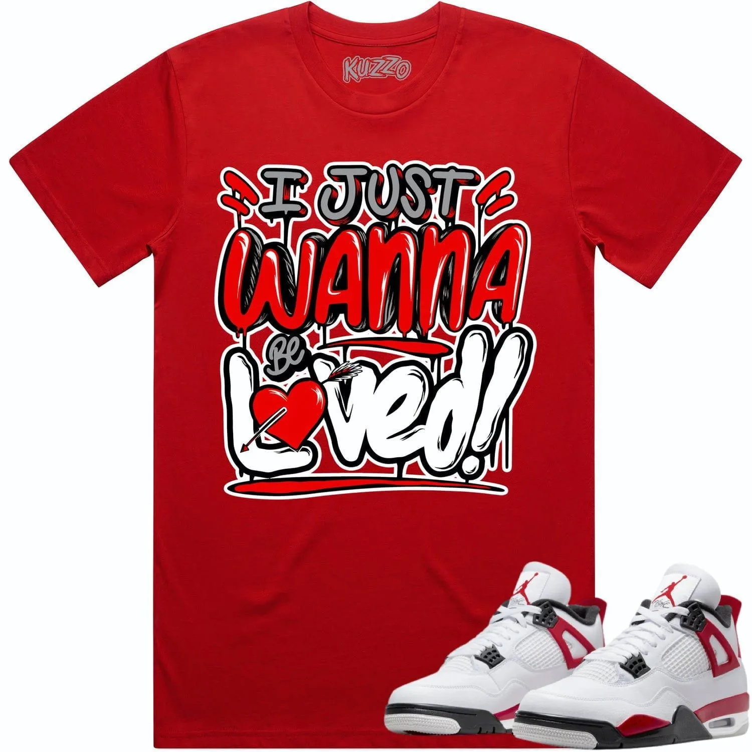 Jordan 4 Red Cement 4s Shirt to Match - RED LOVED