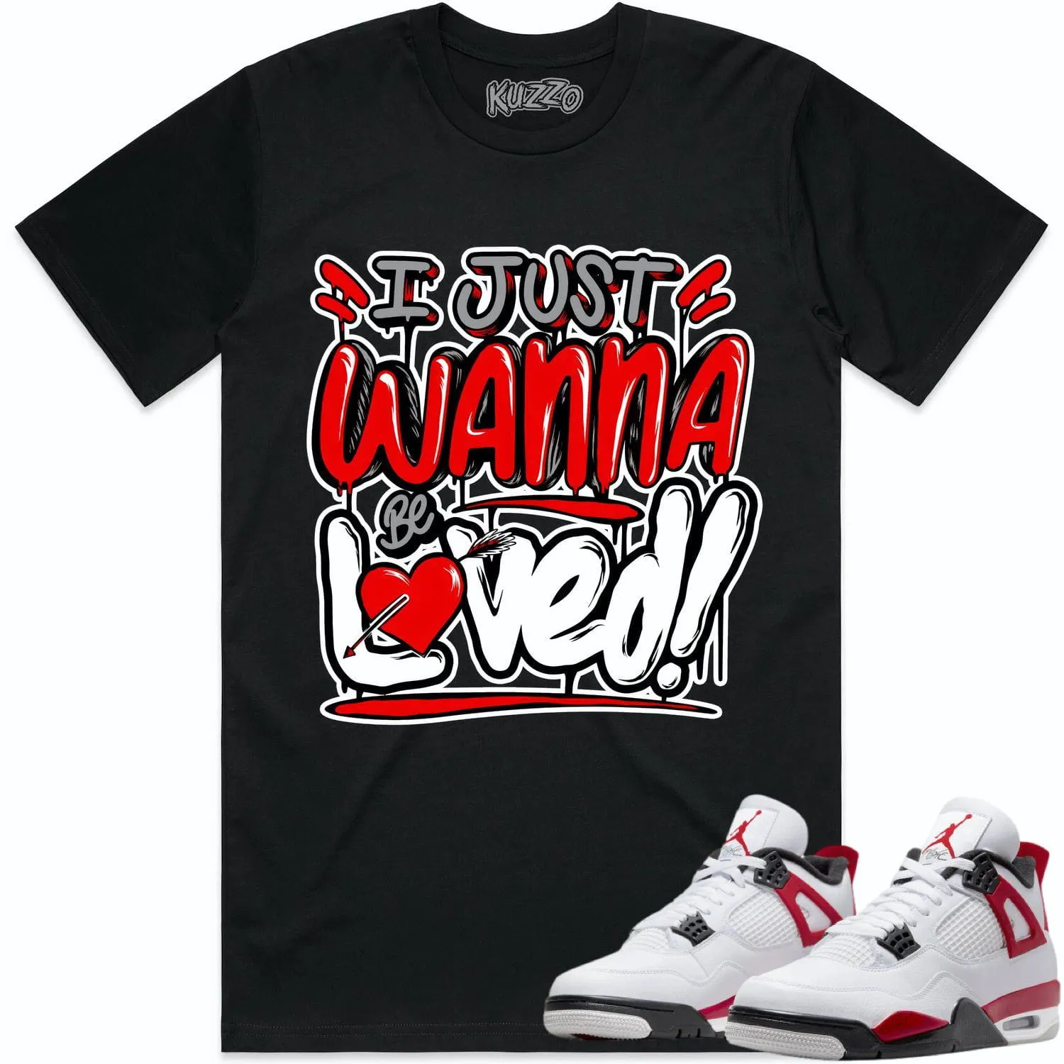 Jordan 4 Red Cement 4s Shirt to Match - RED LOVED