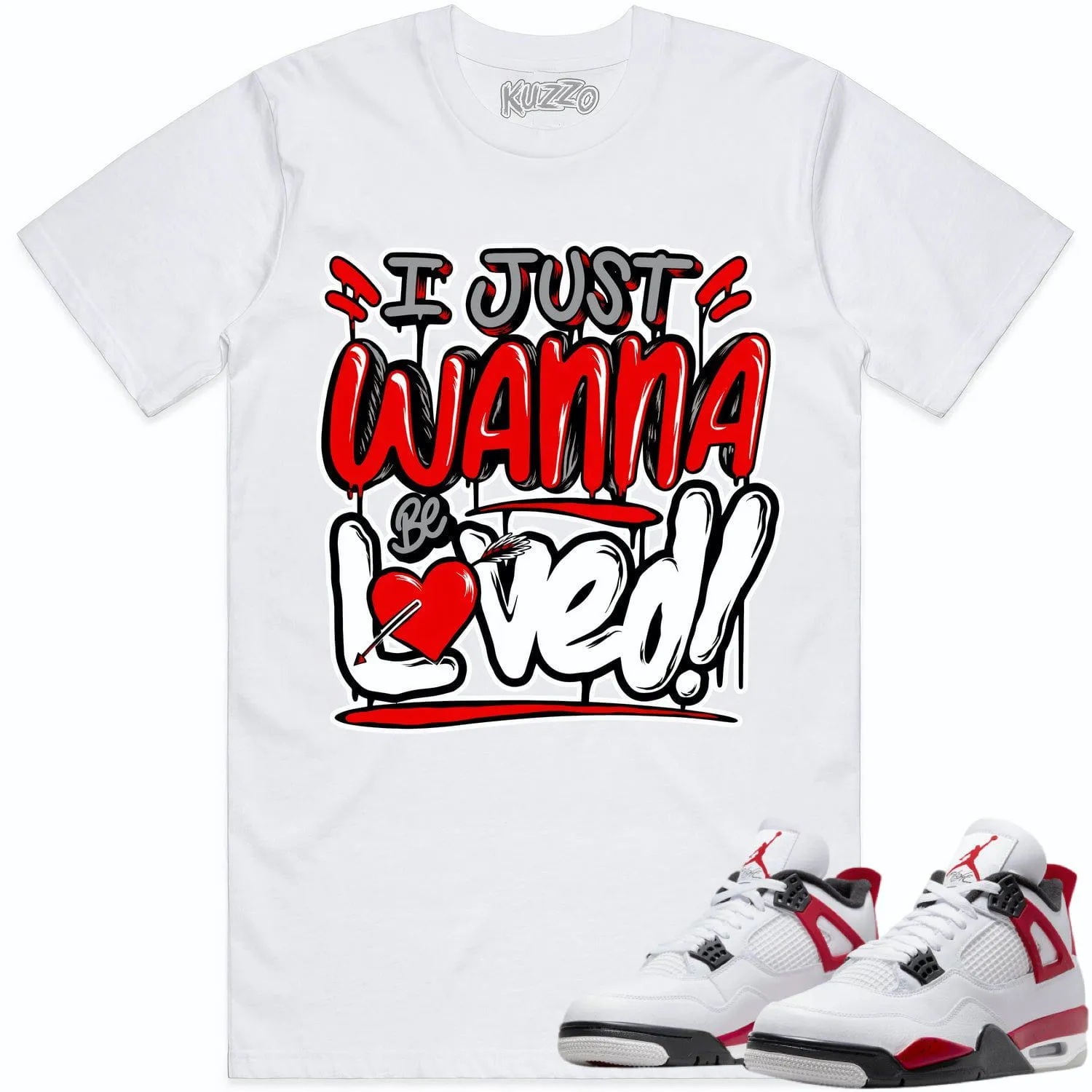 Jordan 4 Red Cement 4s Shirt to Match - RED LOVED