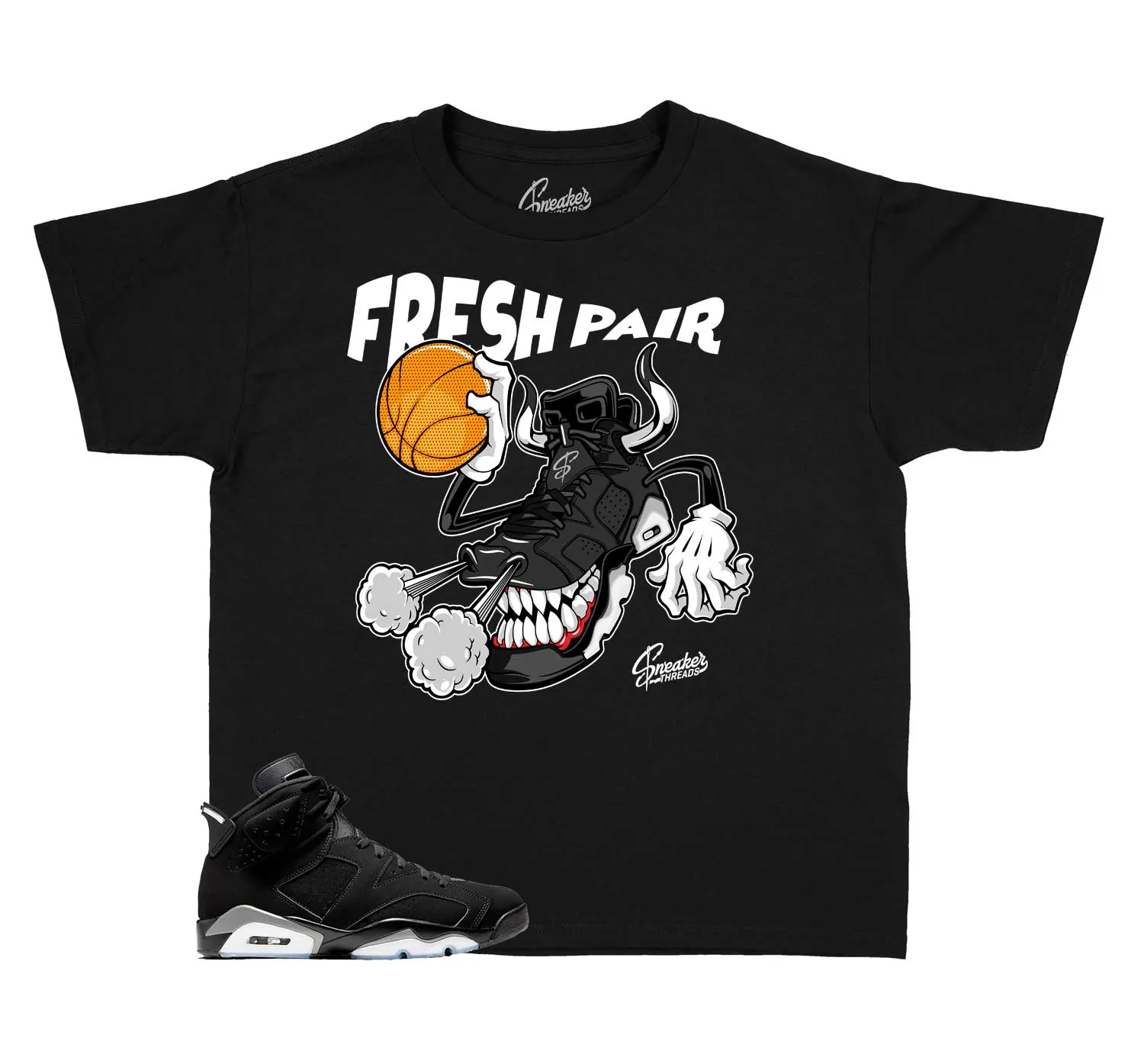 Kids Metallic Silver 6 Shirt - Fly Kicks - Black