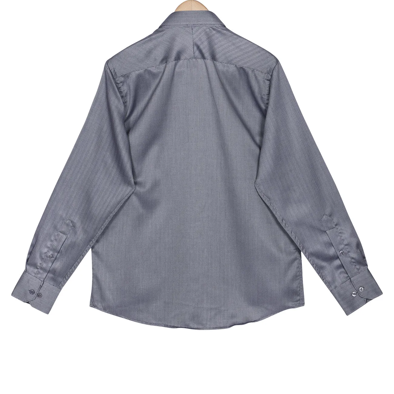 Luthai Grey Herringbone Button Down 2 Ply Premium Giza Cotton Shirt