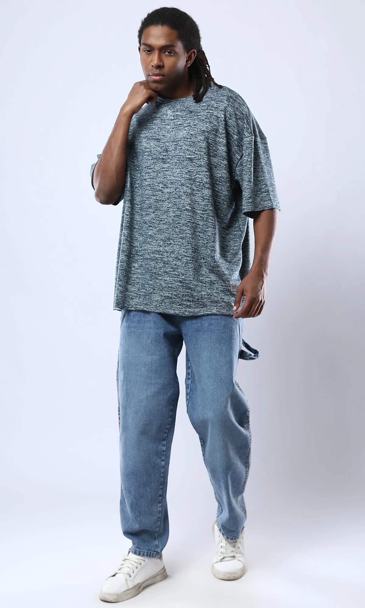 O180761 Slip On Relaxed Fit Casual Heather Teal Tee