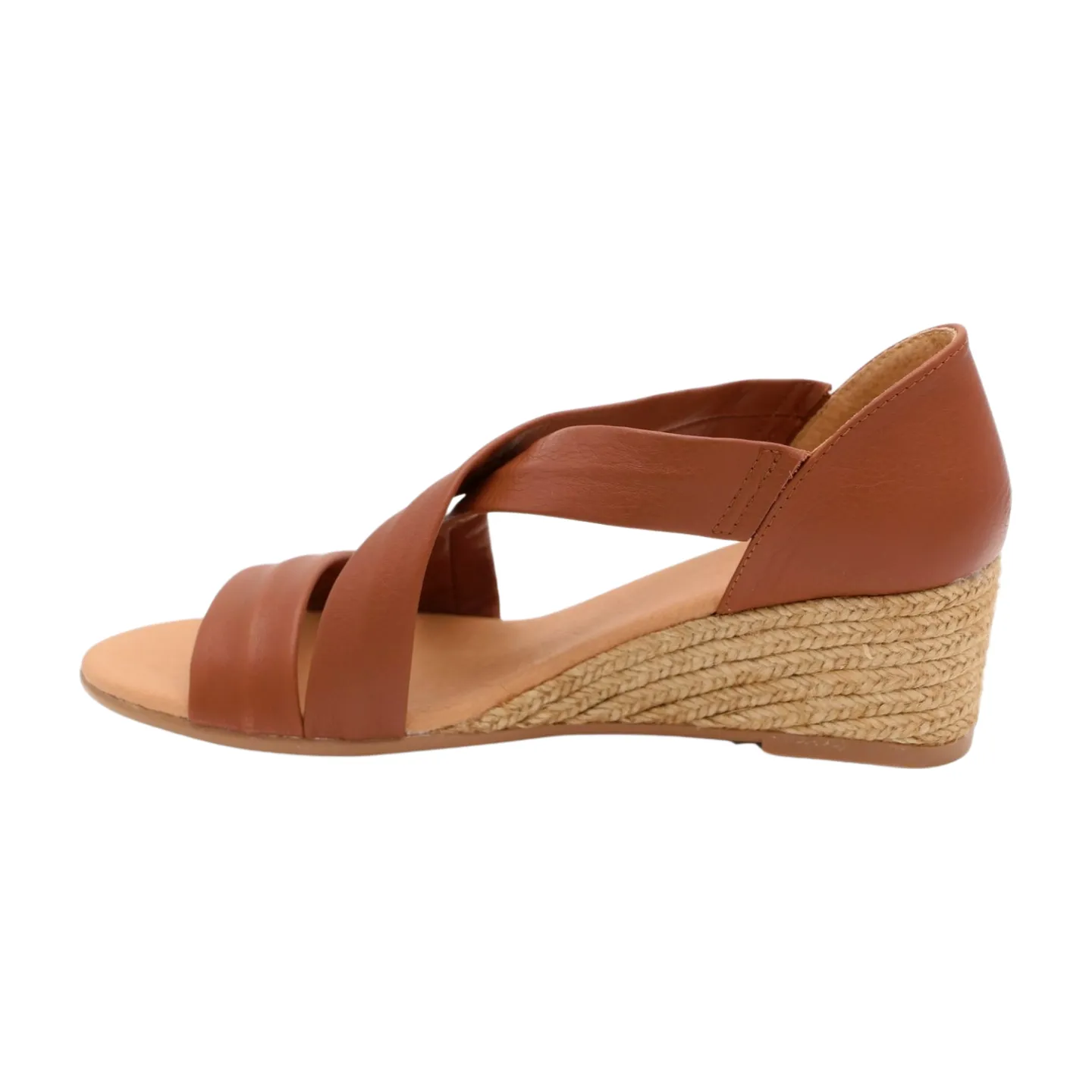 PINAZ Tan Leather Criss Cross Wedge Sandal