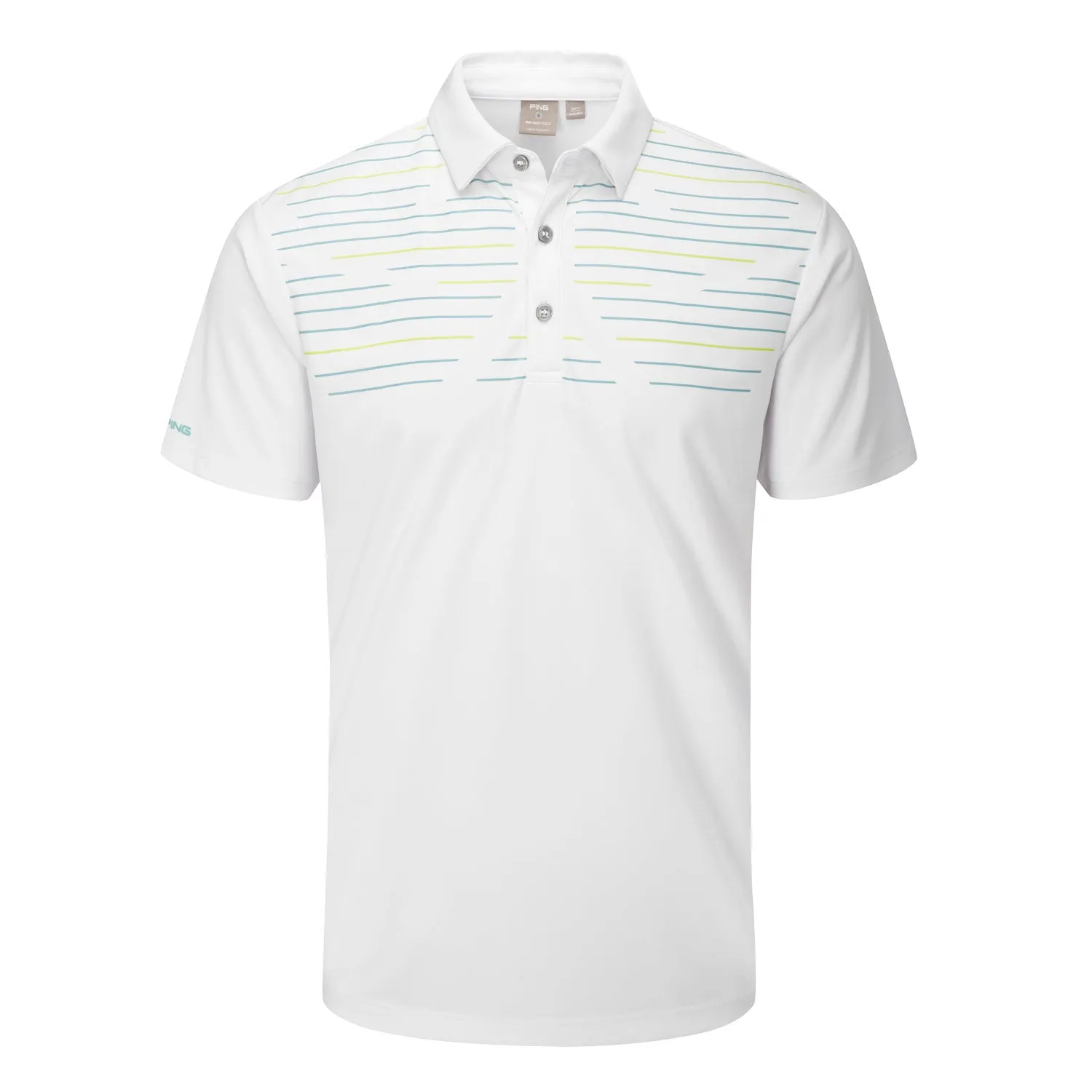 Ping Portman Placement Print Polo Shirt - White/Blue Nile