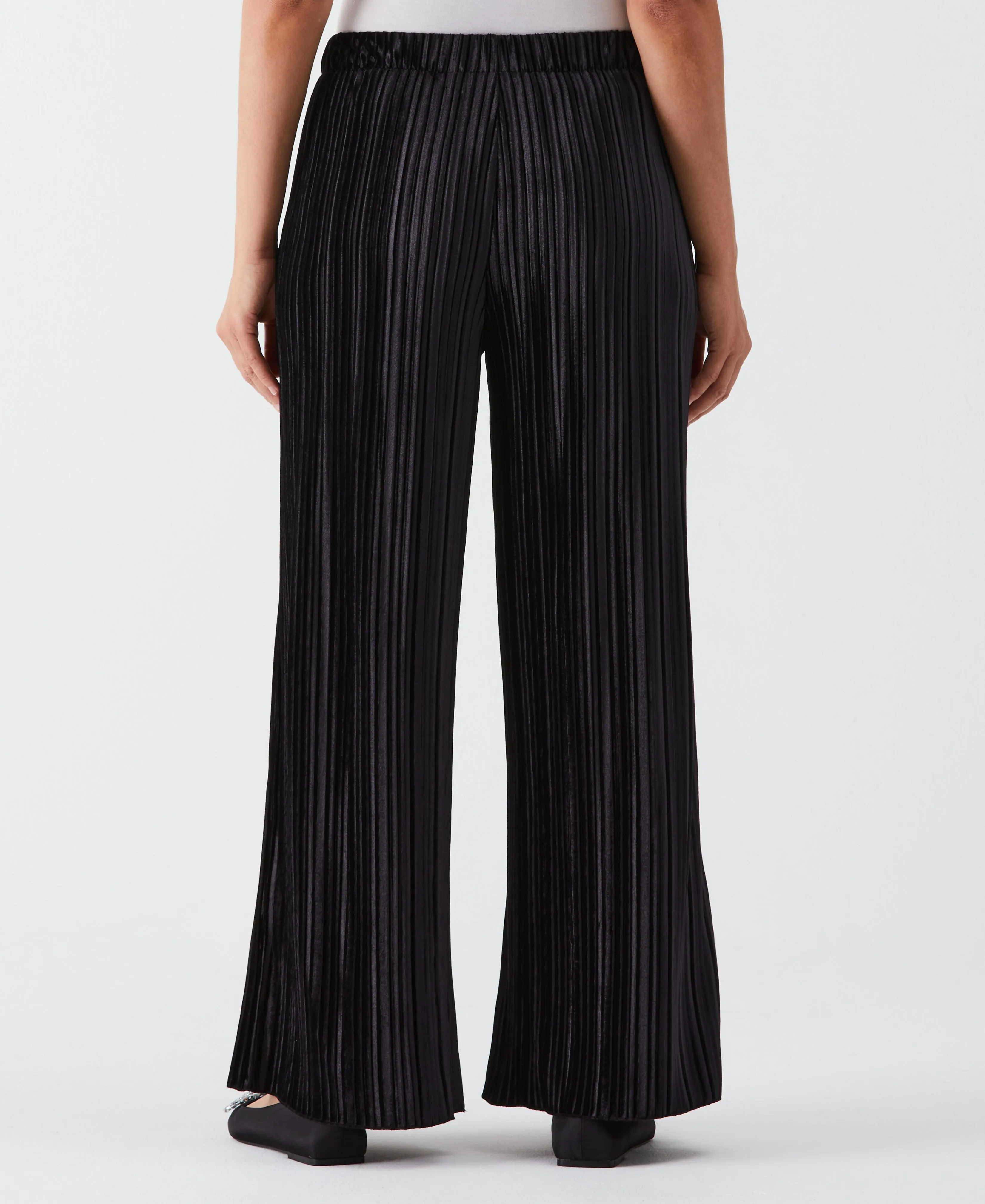 Pleated Velvet Wide Leg Pant