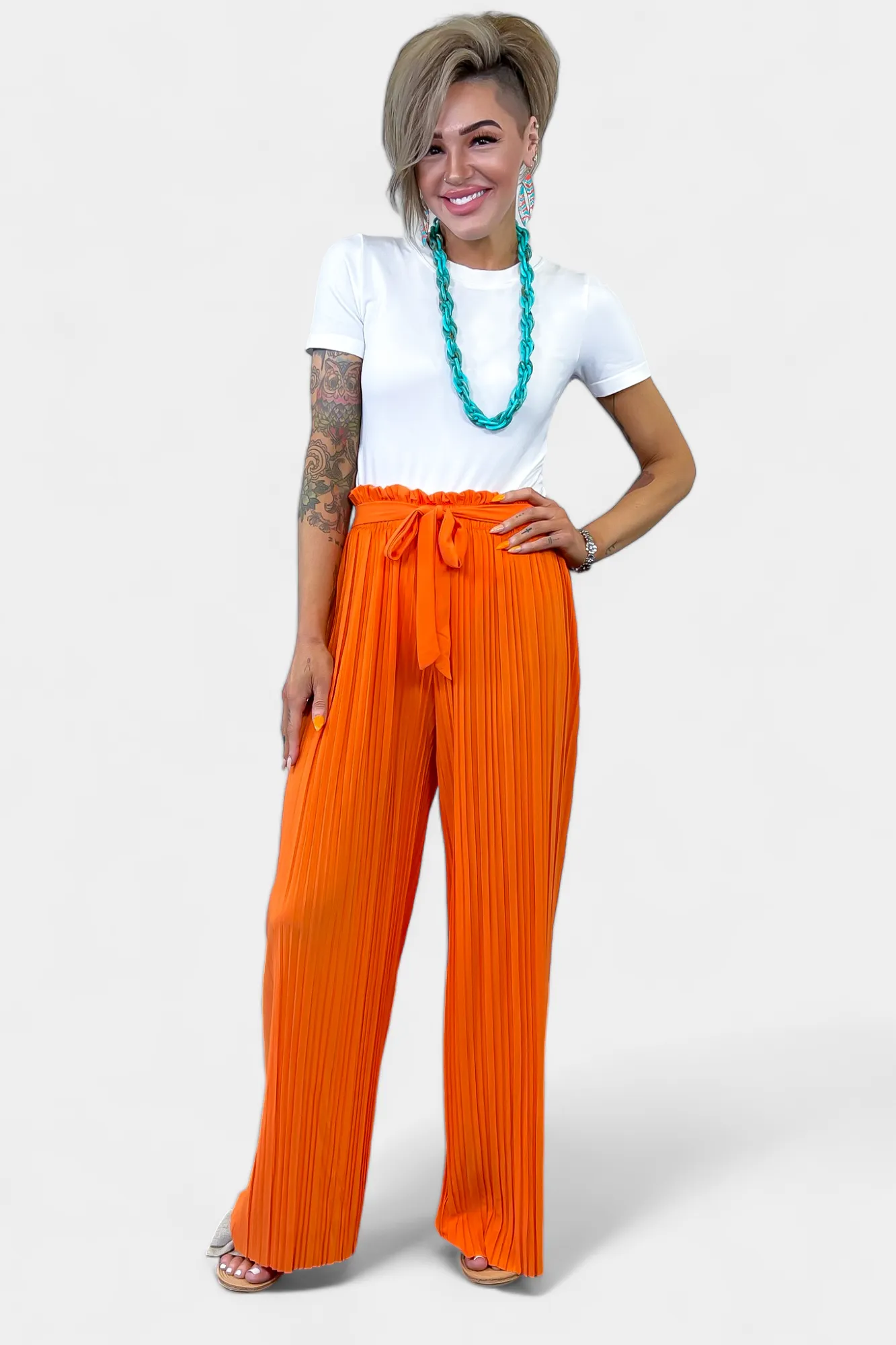 Pleated Wide Leg Pants