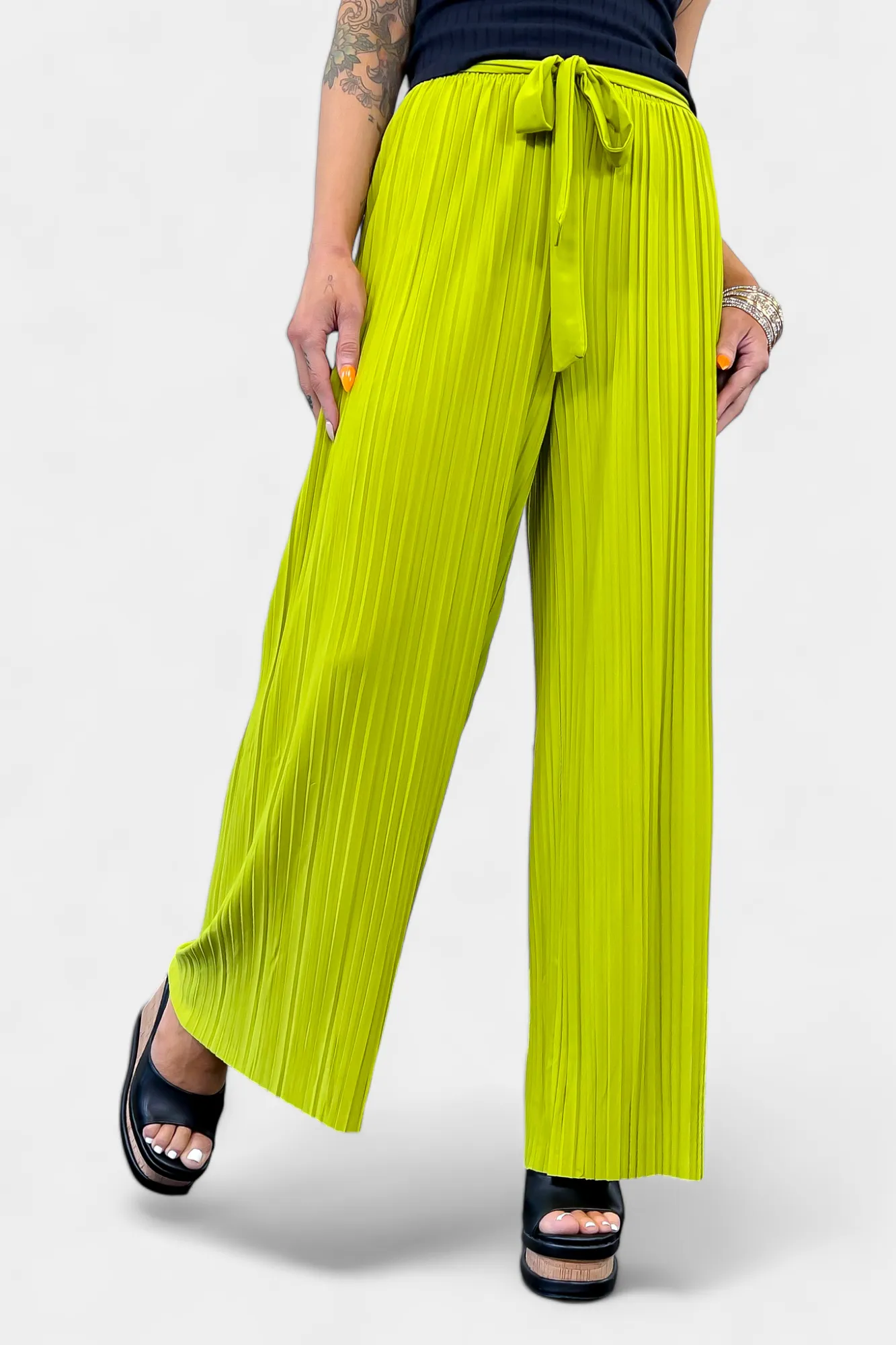 Pleated Wide Leg Pants