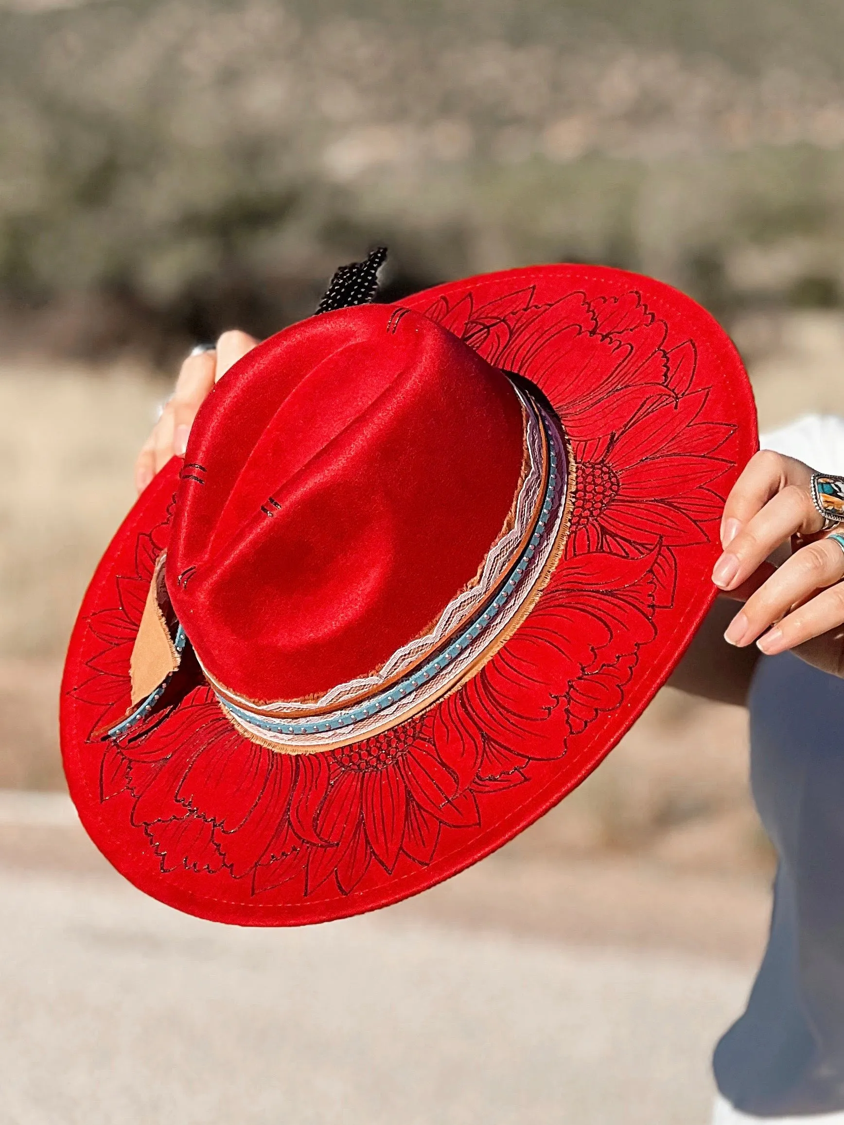 Pretty Patriot Hand Burned Hat