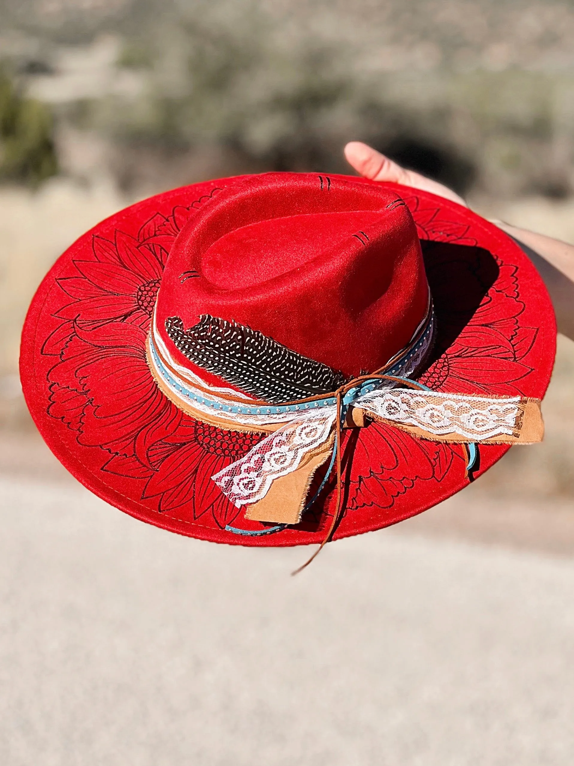 Pretty Patriot Hand Burned Hat