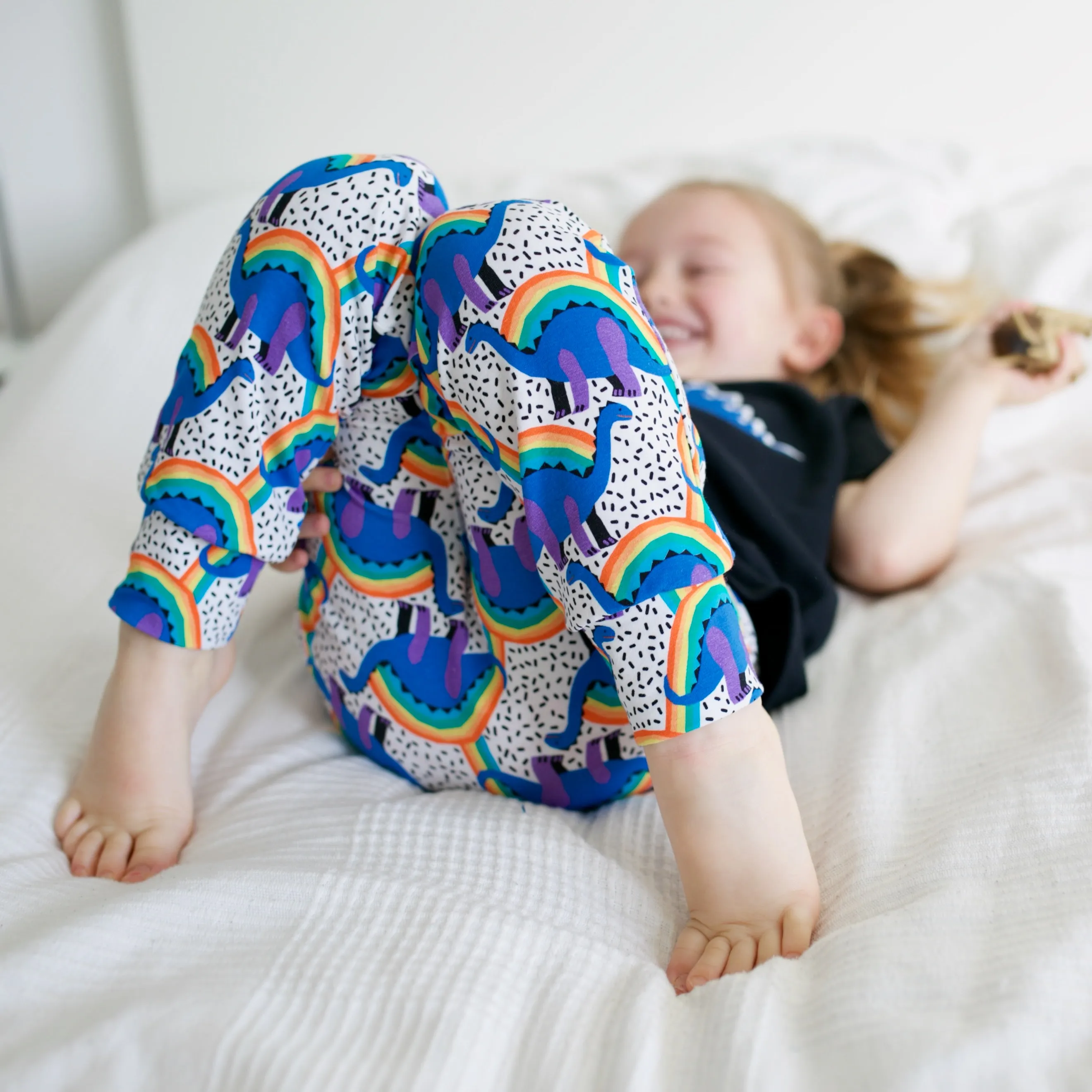 Rainbow Dino Print Baby Leggings 0-6 Years