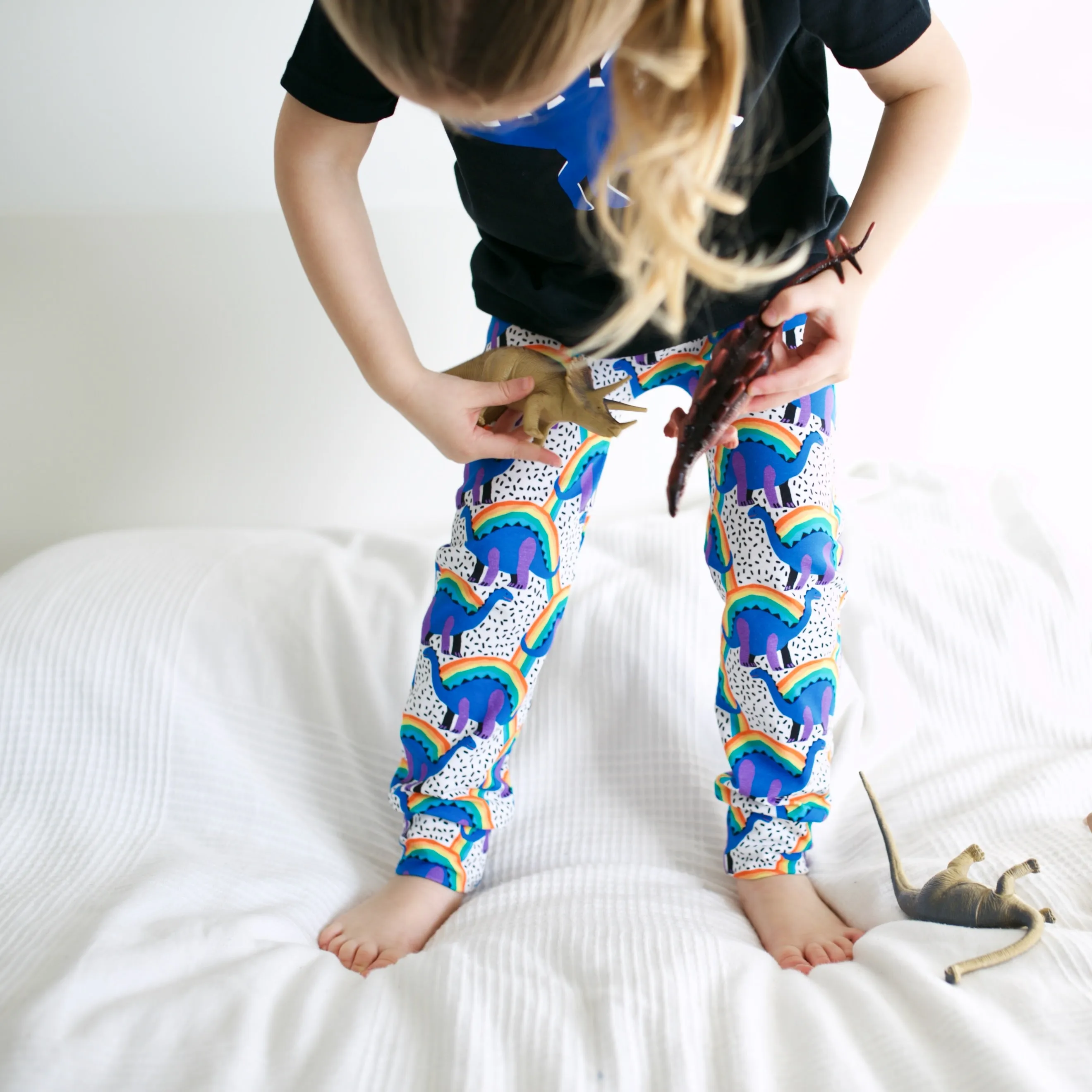 Rainbow Dino Print Baby Leggings 0-6 Years