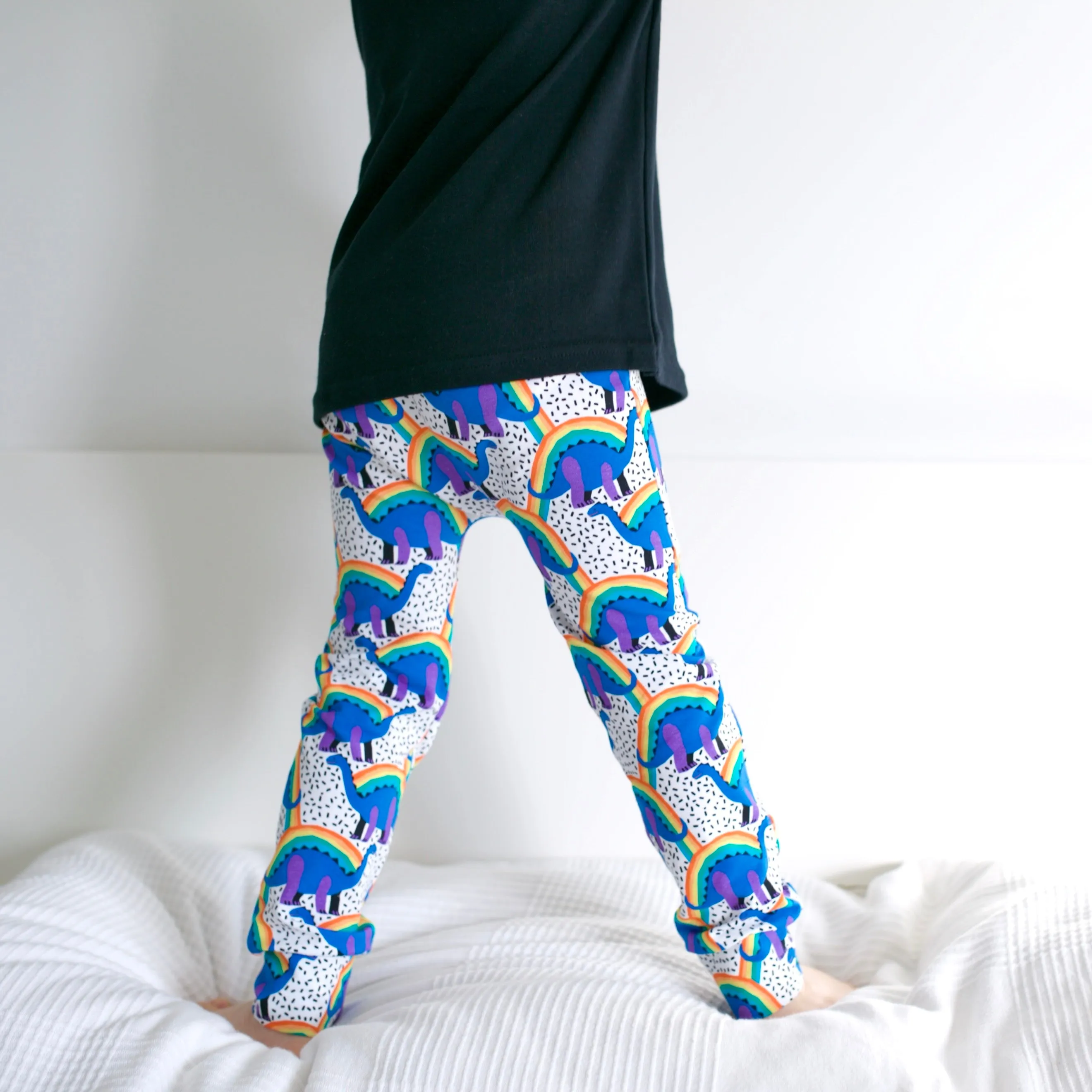 Rainbow Dino Print Baby Leggings 0-6 Years