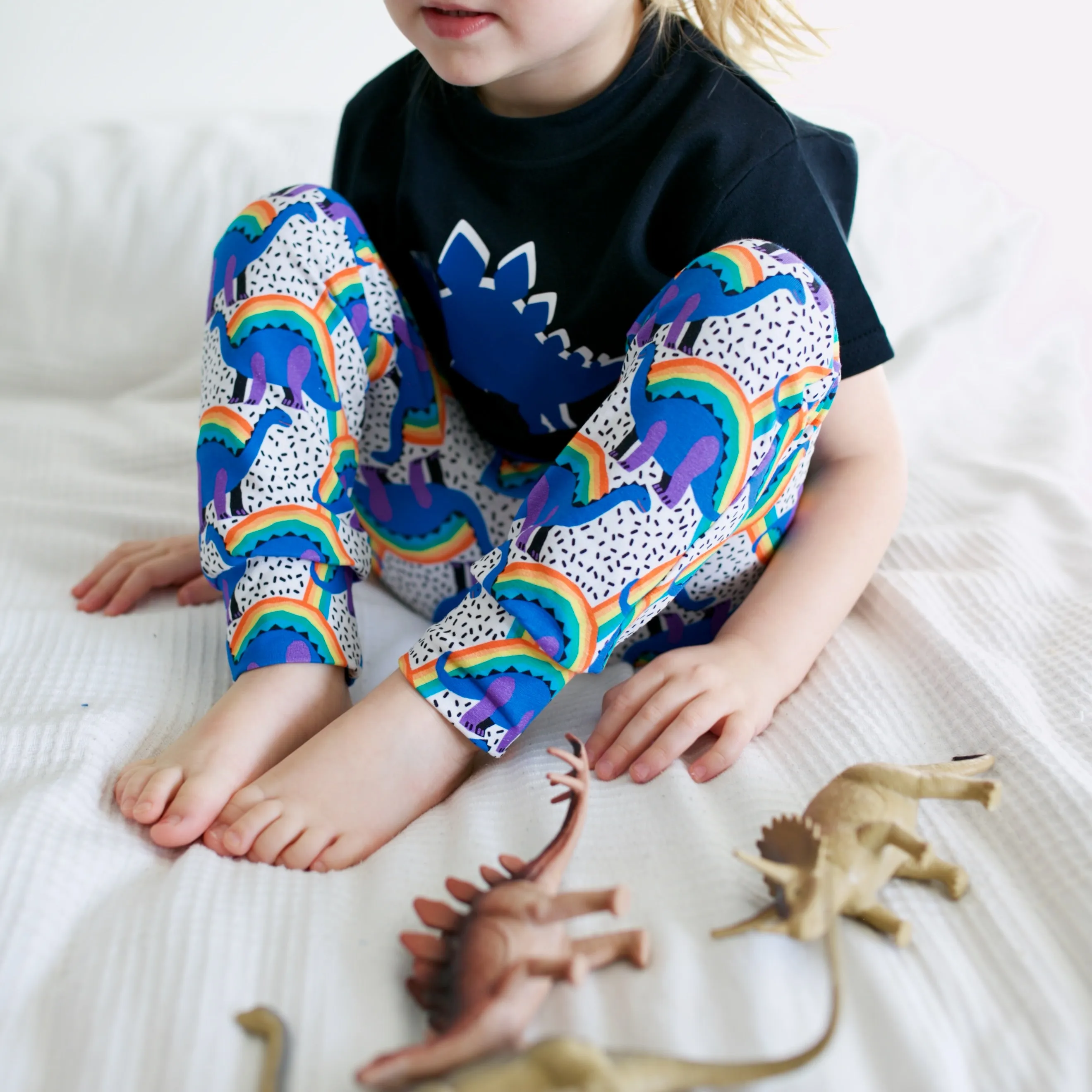 Rainbow Dino Print Baby Leggings 0-6 Years