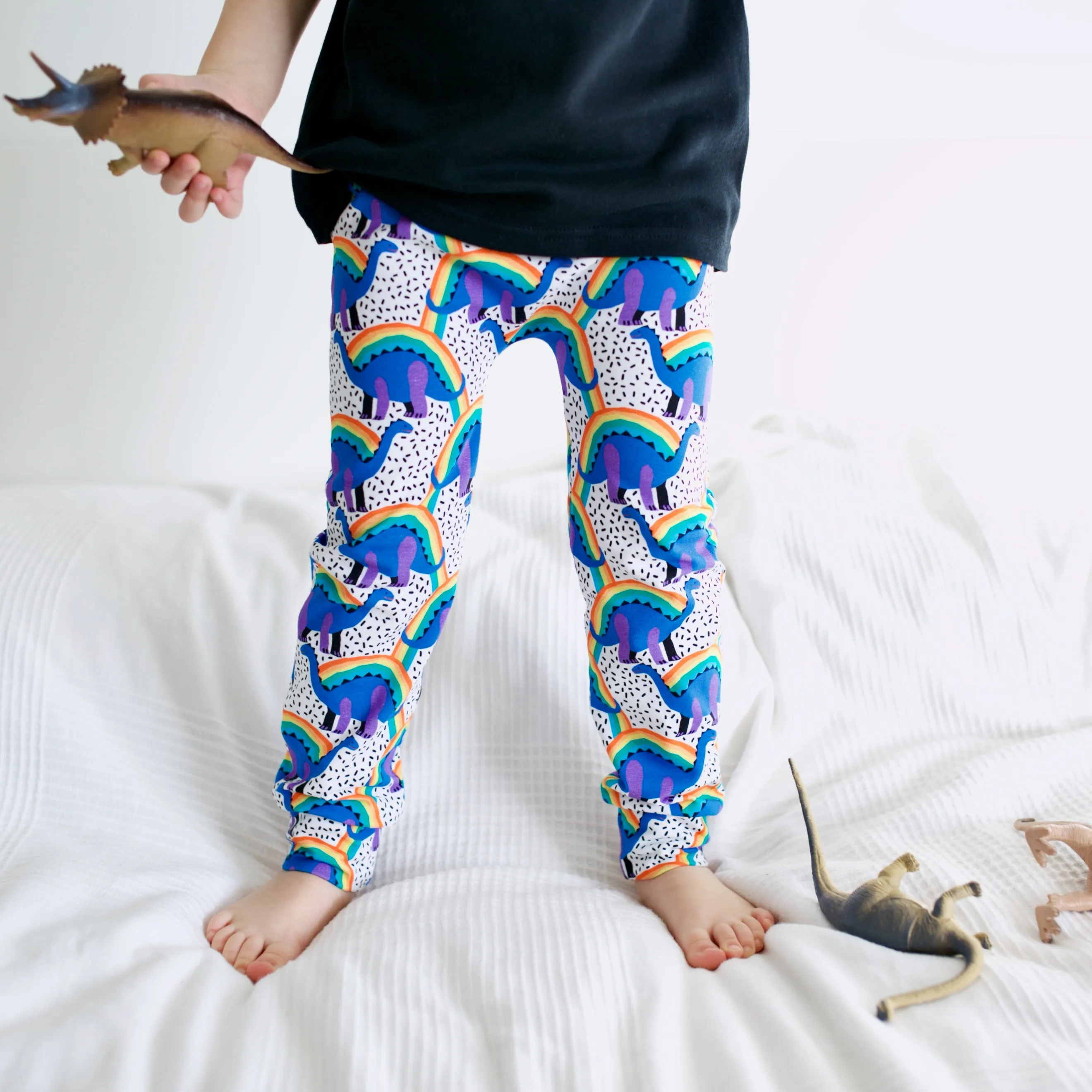 Rainbow Dino Print Baby Leggings 0-6 Years