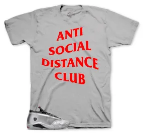 Retro 14 Metallic Silver Shirt - Social Distance - Silver