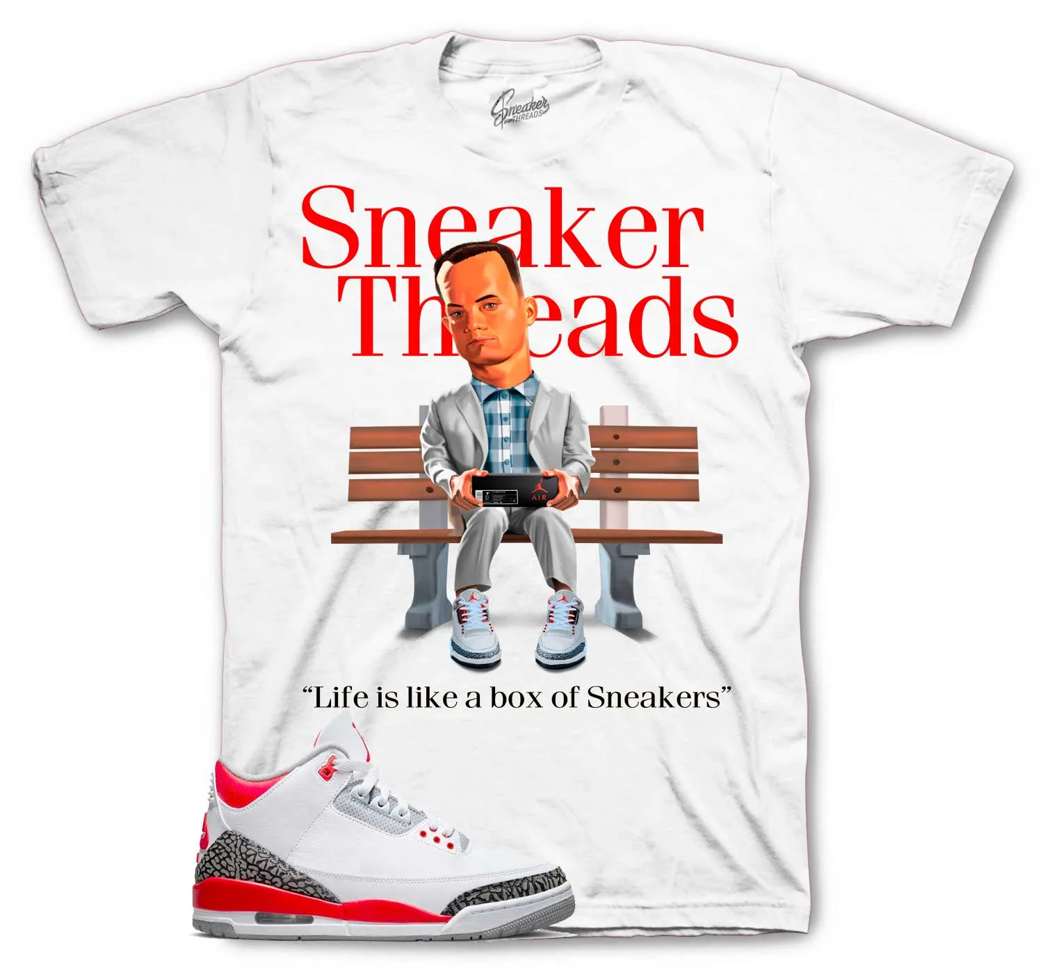 Retro 3 Fire Red  Box Of Sneakers Shirt