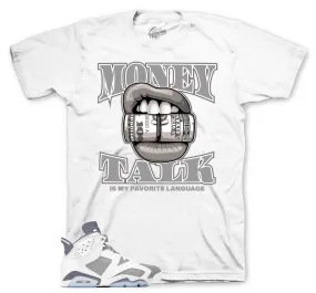 Retro 6 Cool Grey Shirt - Money Talk - White