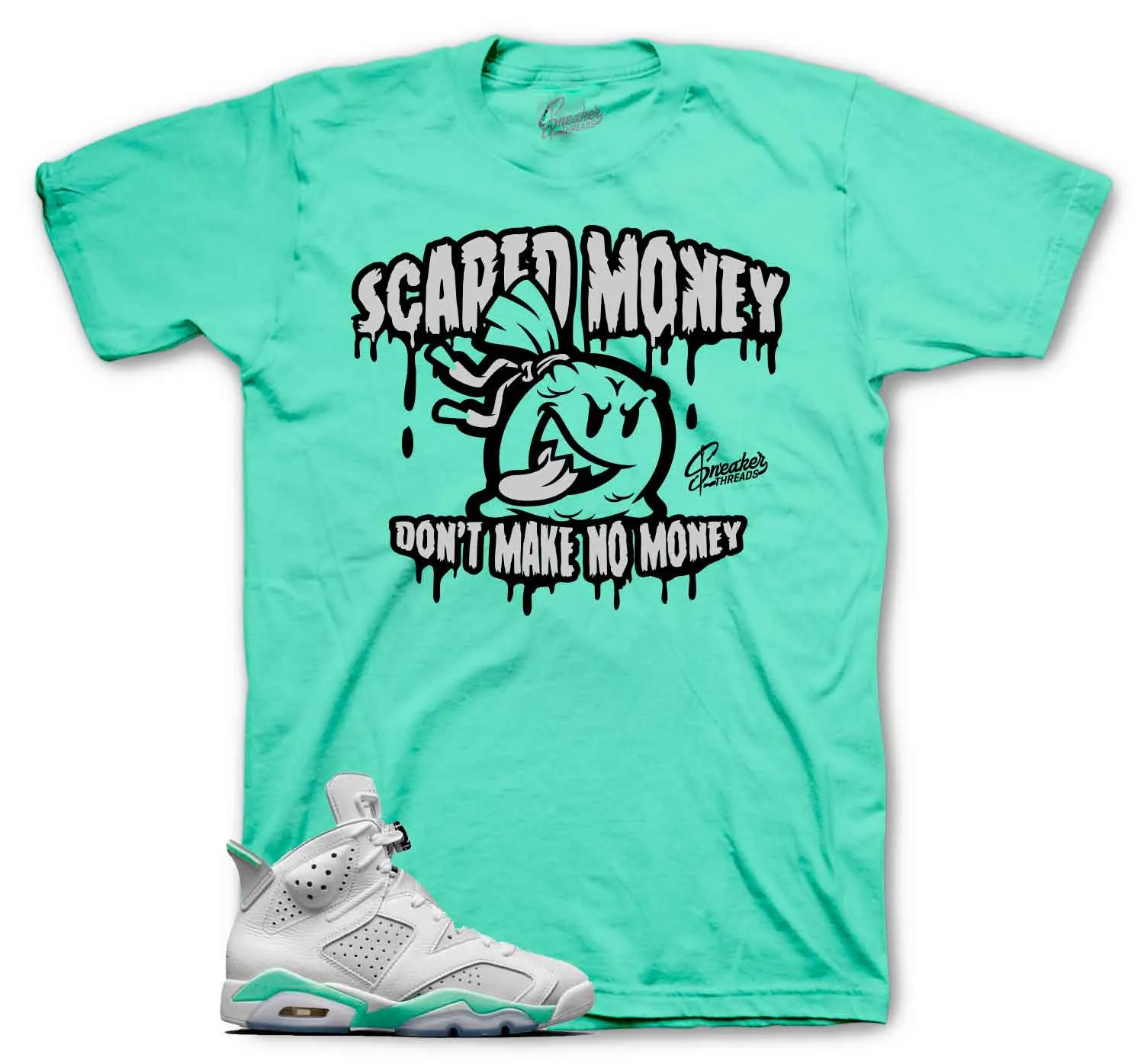 Retro 6 Mint Foam Scared Money Shirt