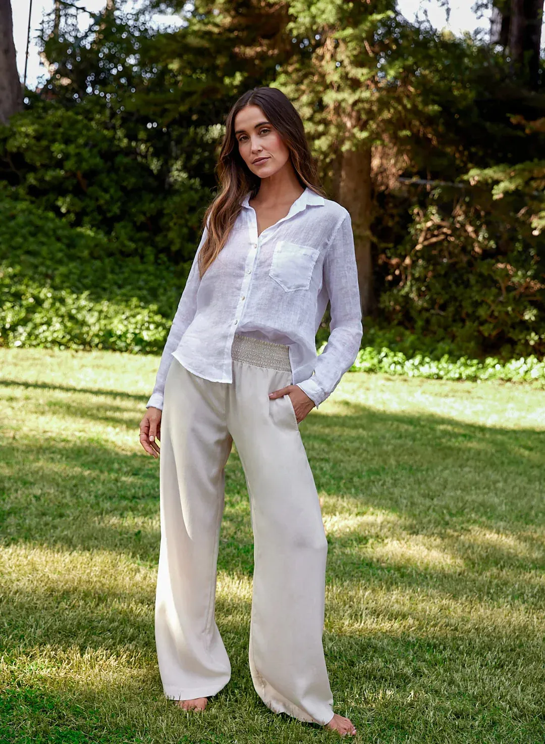 SMOCKED WAIST WIDE LEG PANT (CLIFFSIDE) - BELLA DAHL