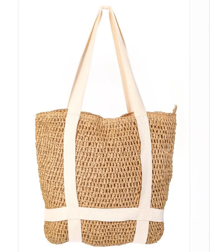 Straw Hat Holder Tote - Tan