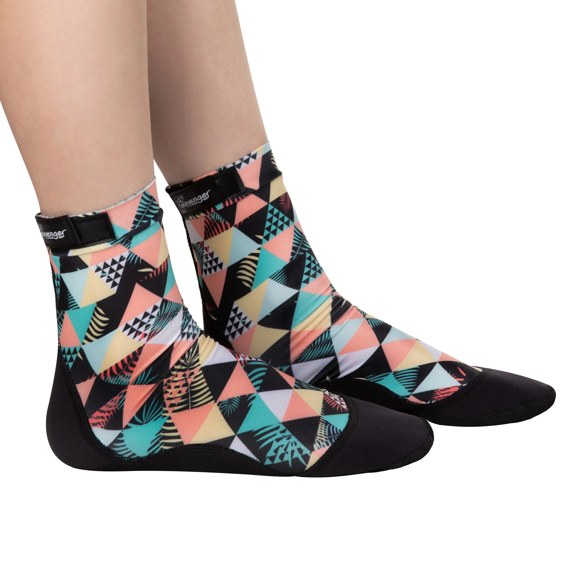 Tall SeaSnug Beach Socks - Geometric Palm