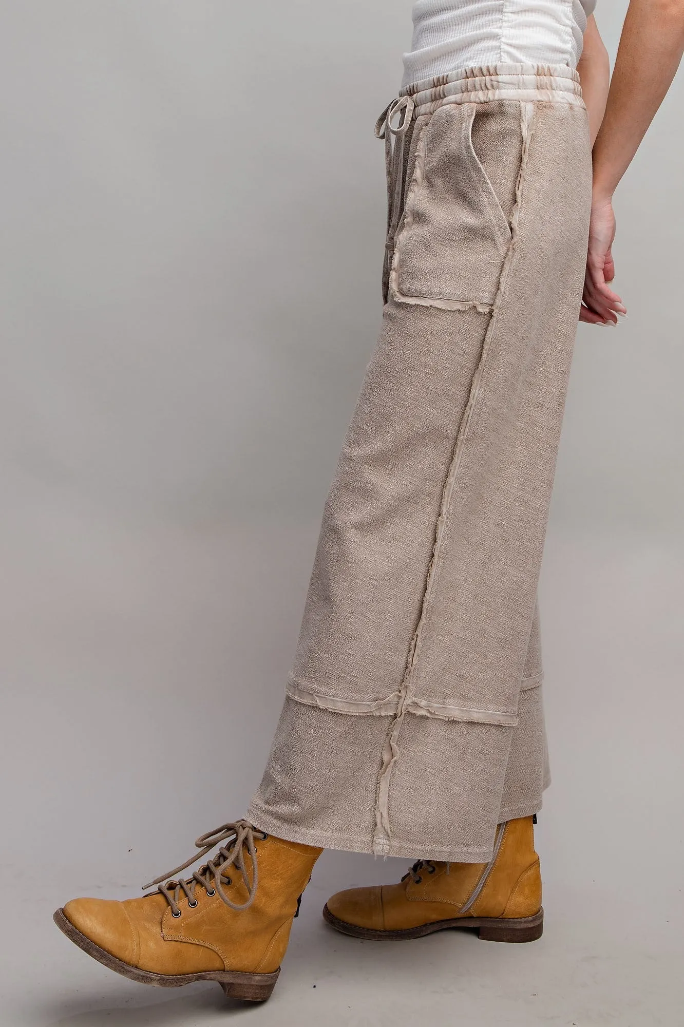 Wide Leg Palazzo Pants in Mushroom (S-3XL)